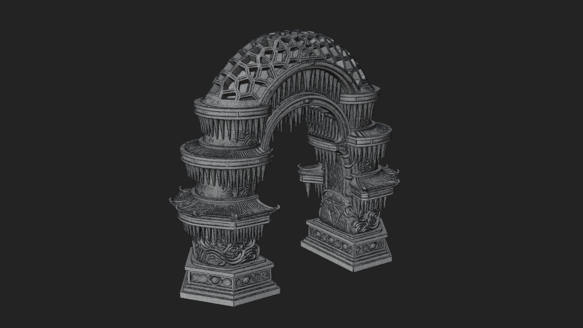 Carved Gothic Stone Arch Design 1 3D Print Model 3D Model