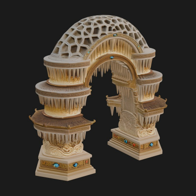 Carved Gothic Stone Arch Design 1 3D Print Model