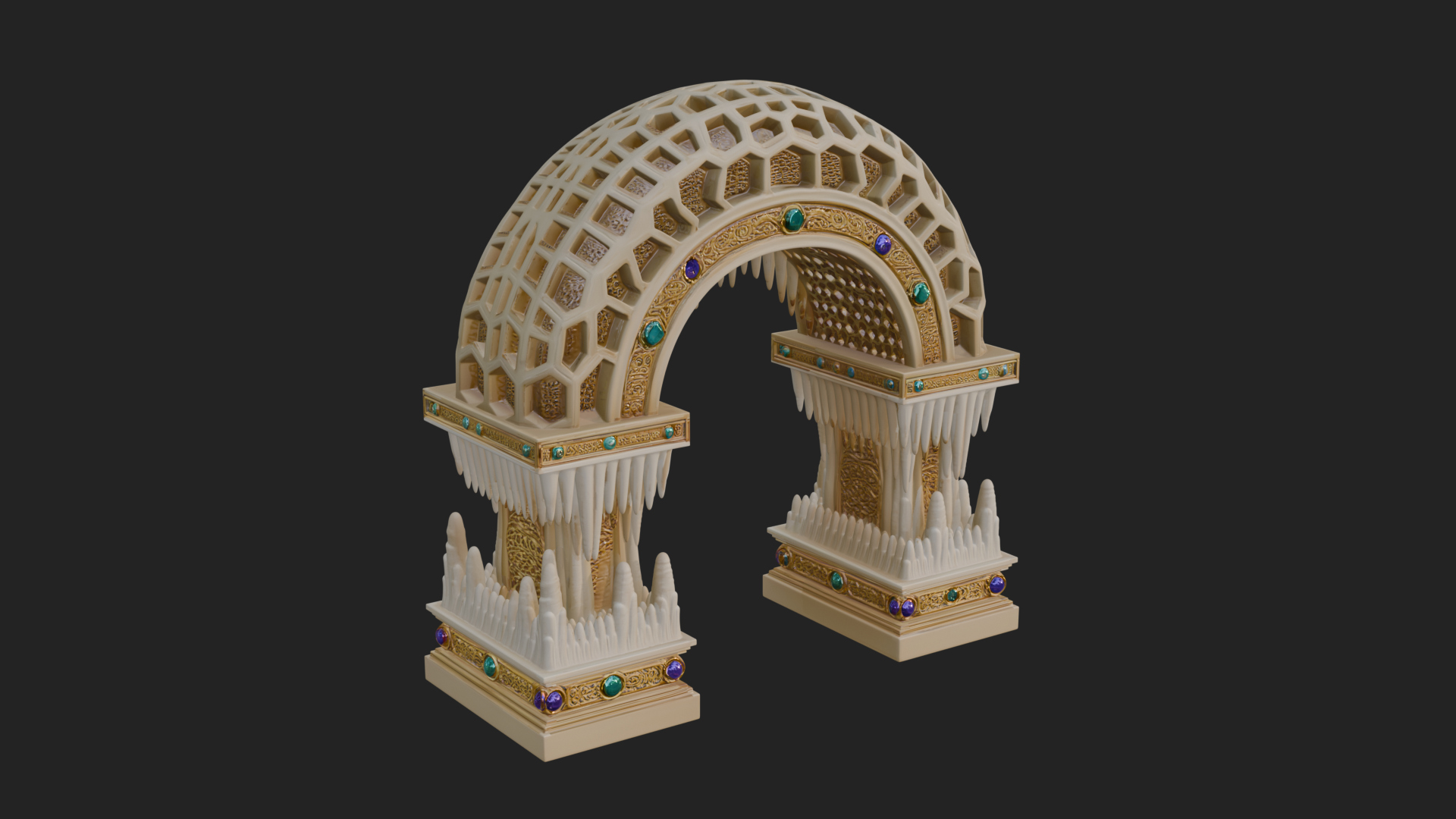 Carved Gothic Stone Arch Design 2 3D Print Model 3D Model
