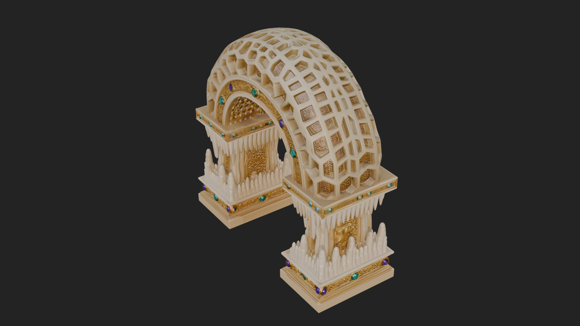 Carved Gothic Stone Arch Design 2 3D Print Model 3D Model