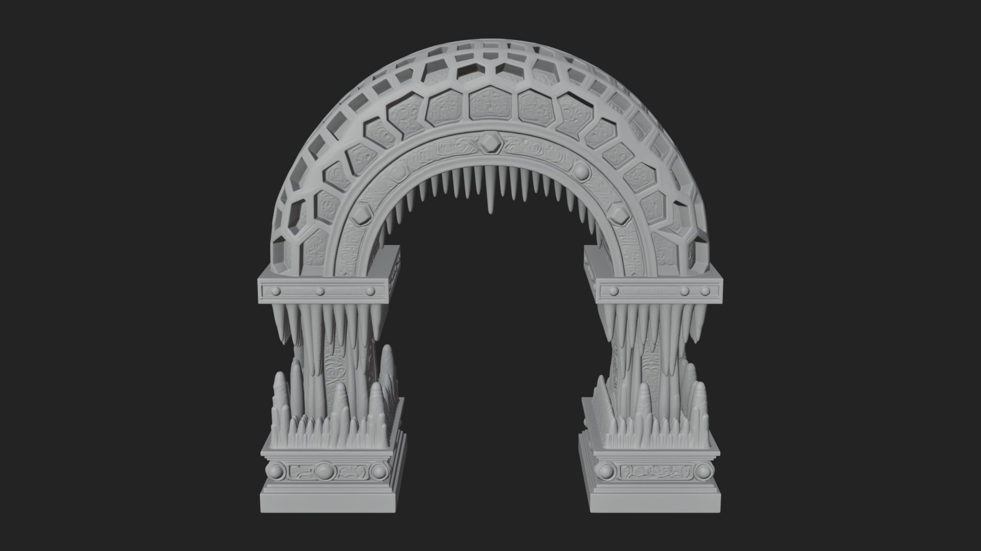 Carved Gothic Stone Arch Design 2 3D Print Model 3D Model