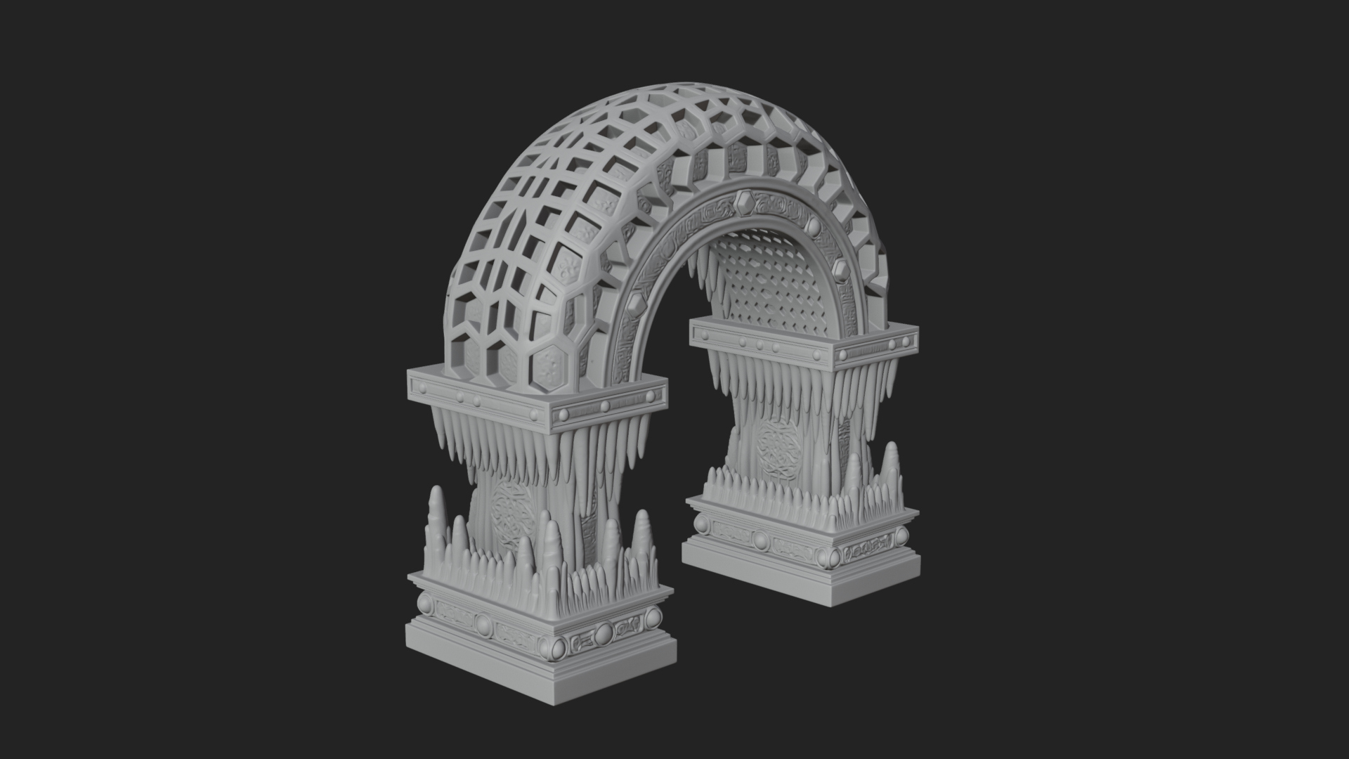 Carved Gothic Stone Arch Design 2 3D Print Model 3D Model