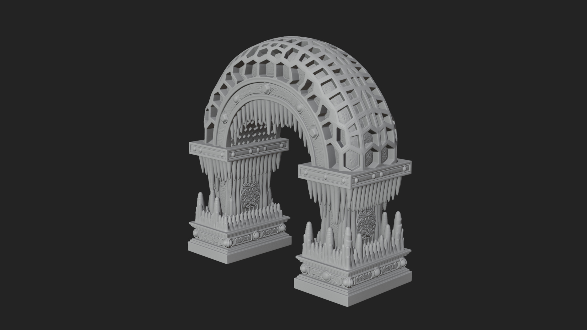 Carved Gothic Stone Arch Design 2 3D Print Model 3D Model
