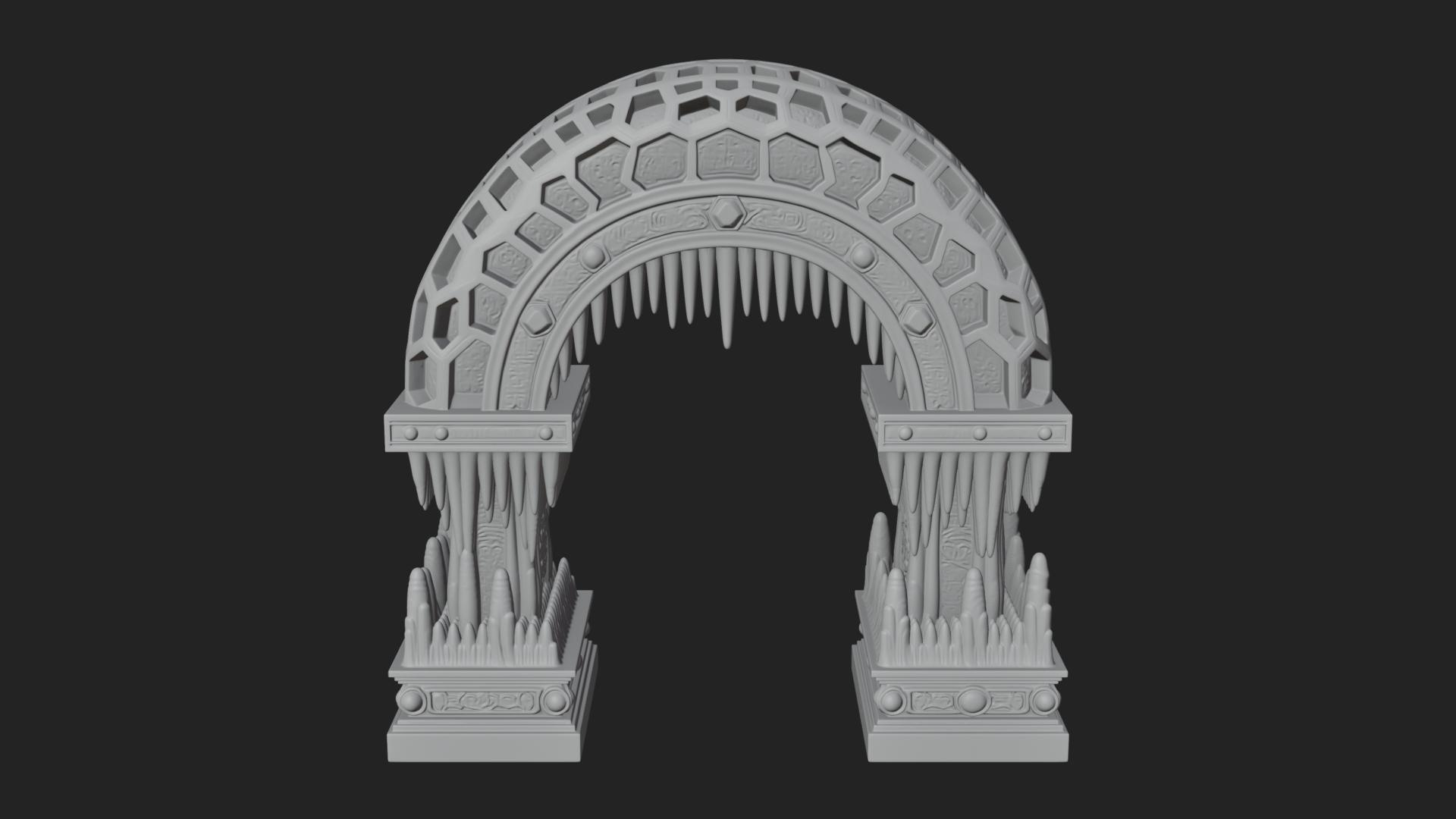 Carved Gothic Stone Arch Design 2 3D Print Model 3D Model