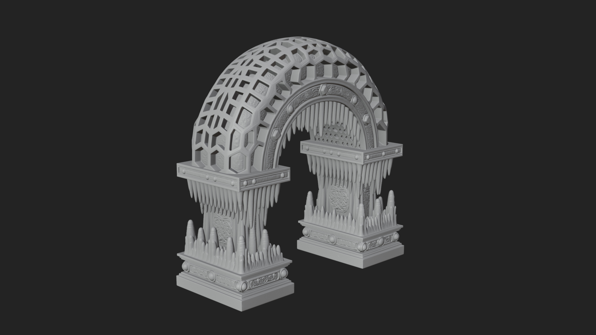 Carved Gothic Stone Arch Design 2 3D Print Model 3D Model