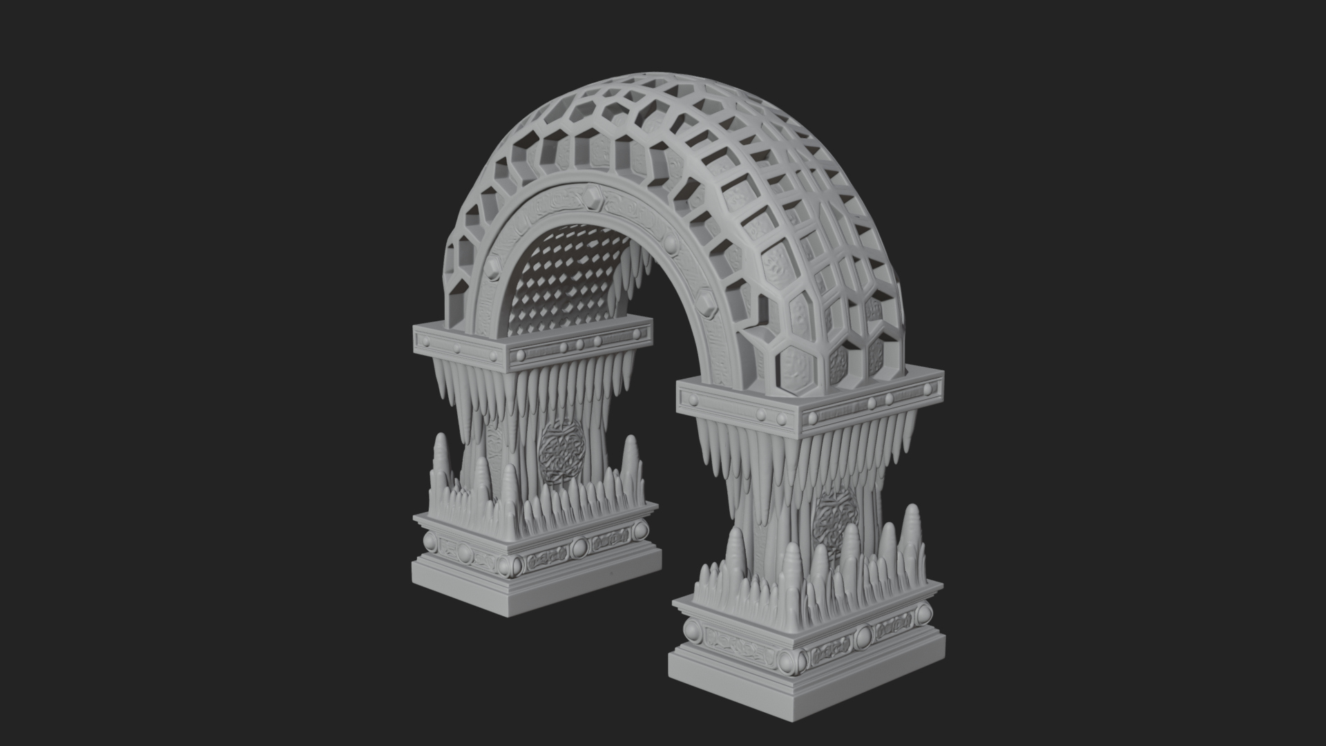 Carved Gothic Stone Arch Design 2 3D Print Model 3D Model