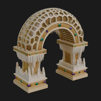 Carved Gothic Stone Arch Design 2 3D Print Model