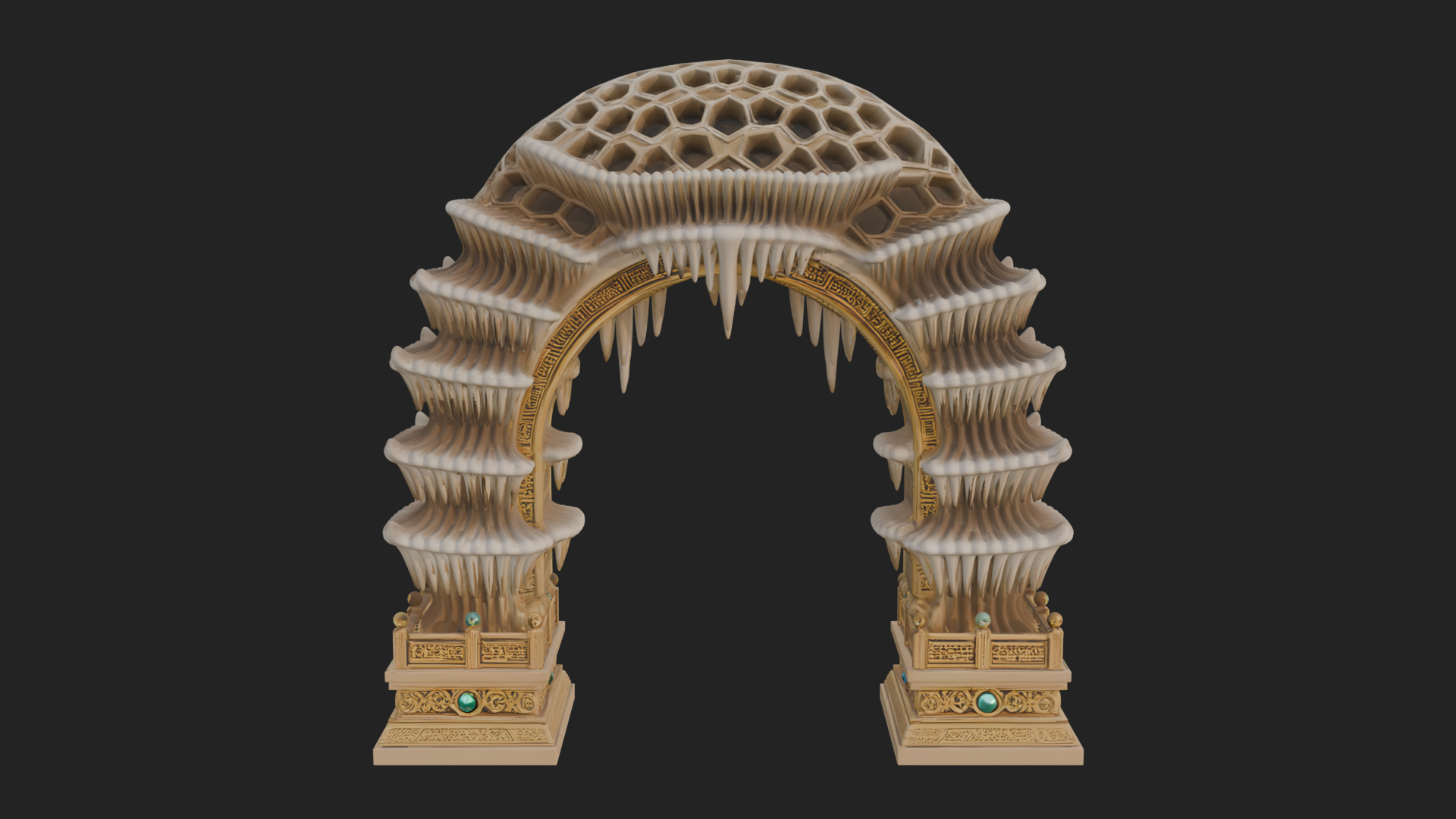 Carved Gothic Stone Arch Design 3 3D Print Model 3D Model