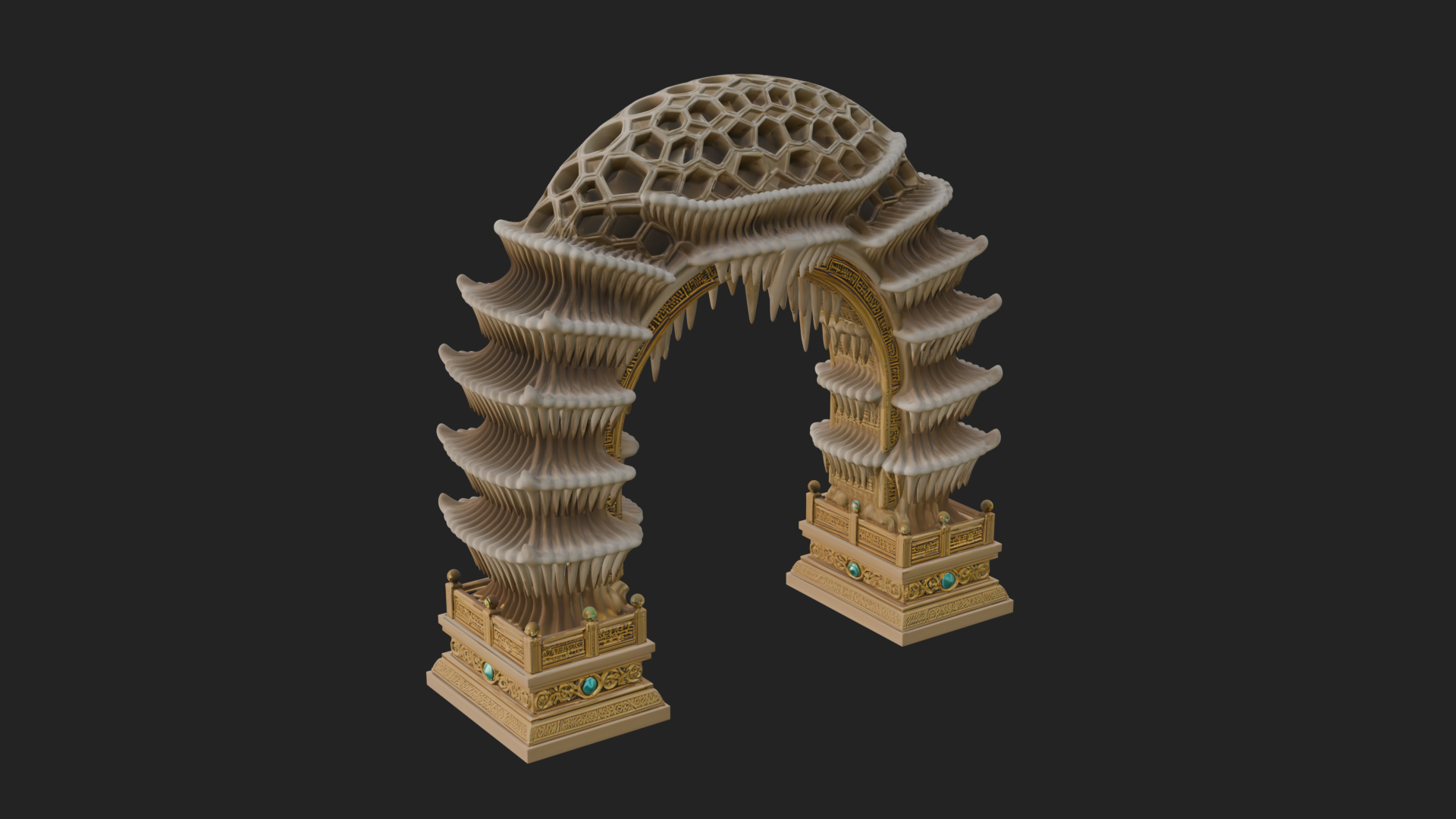 Carved Gothic Stone Arch Design 3 3D Print Model 3D Model