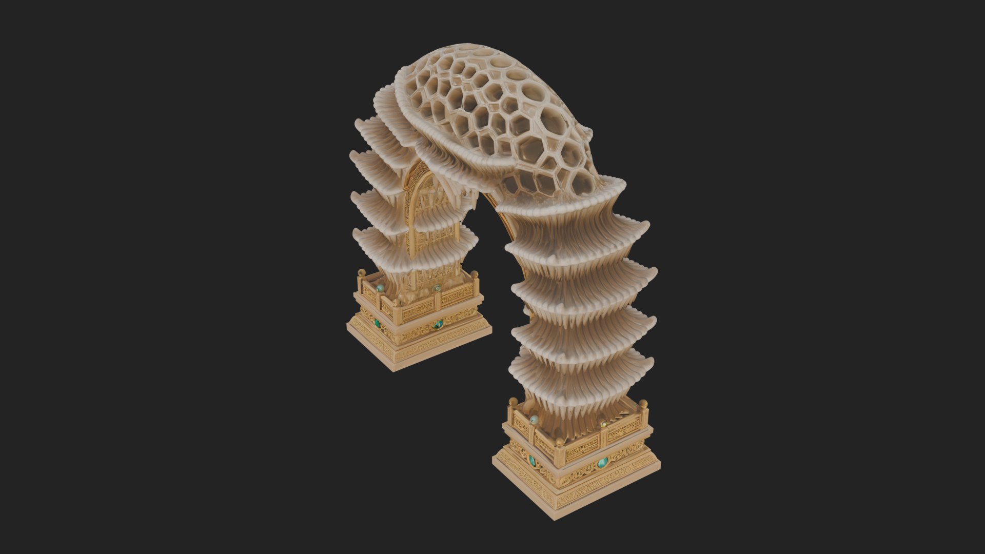 Carved Gothic Stone Arch Design 3 3D Print Model 3D Model