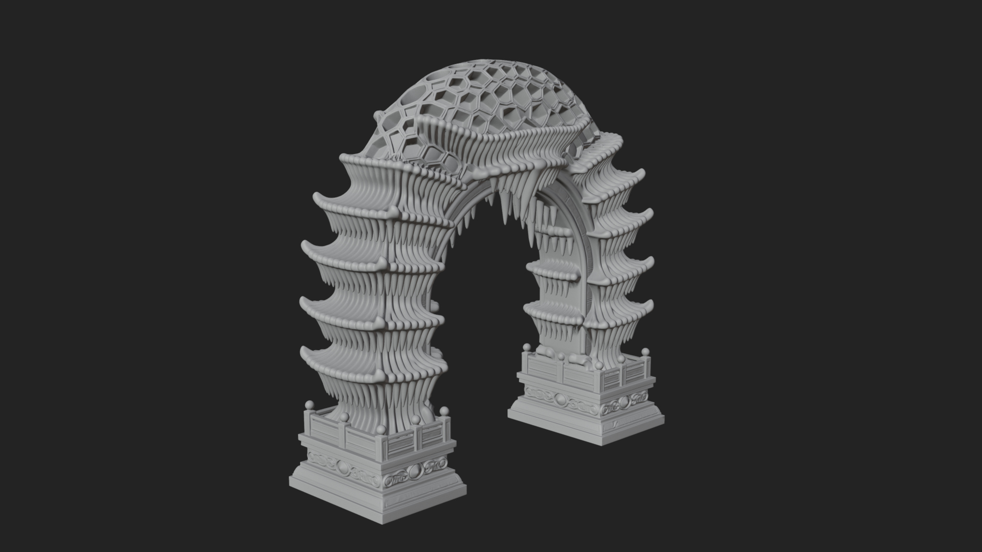 Carved Gothic Stone Arch Design 3 3D Print Model 3D Model