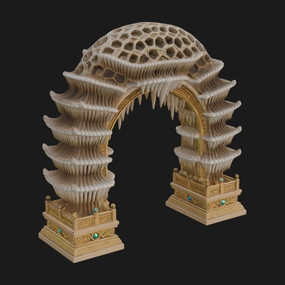 Carved Gothic Stone Arch Design 3 3D Print Model