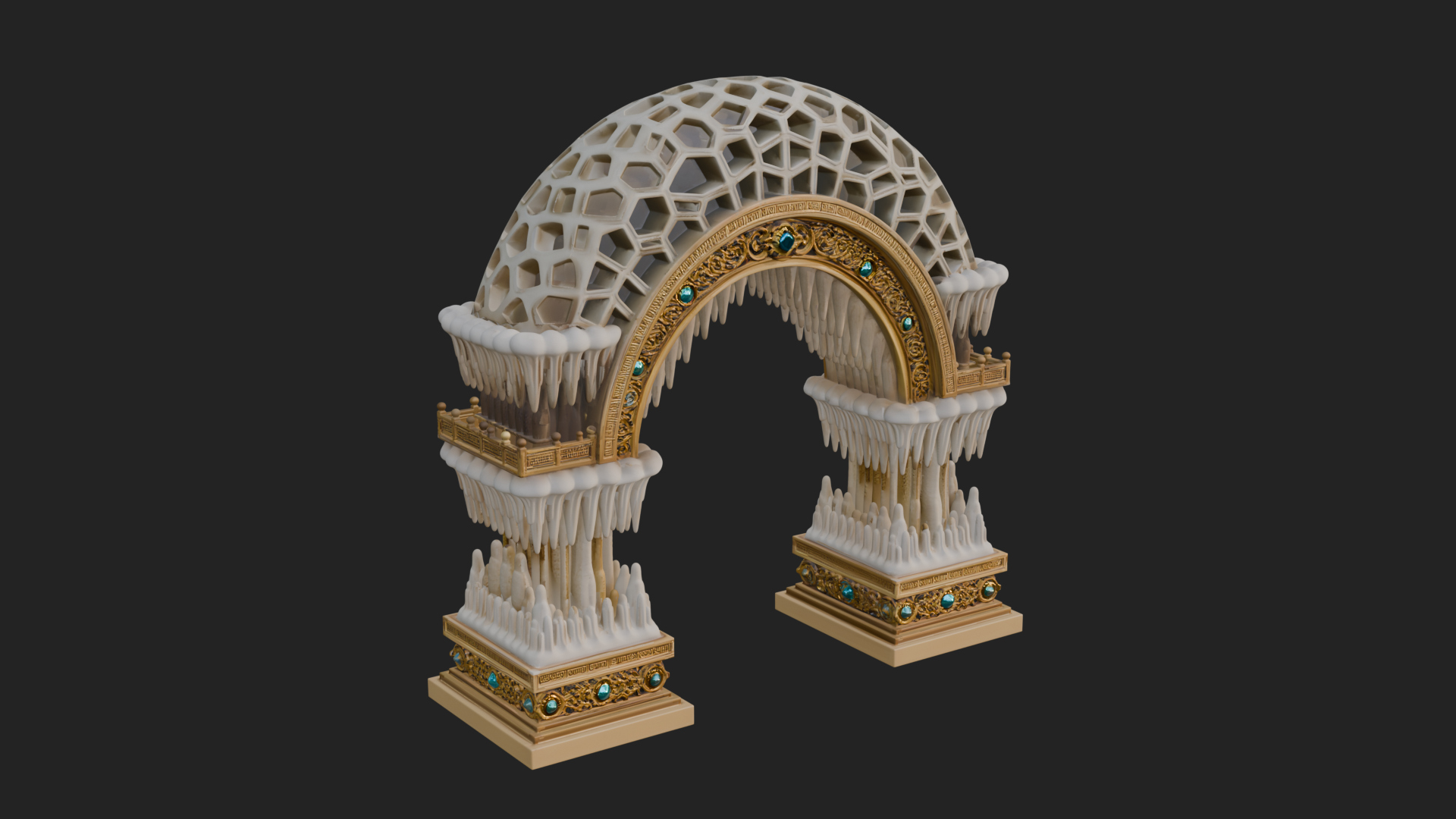 Carved Gothic Stone Arch Design 4 3D Print Model 3D Model
