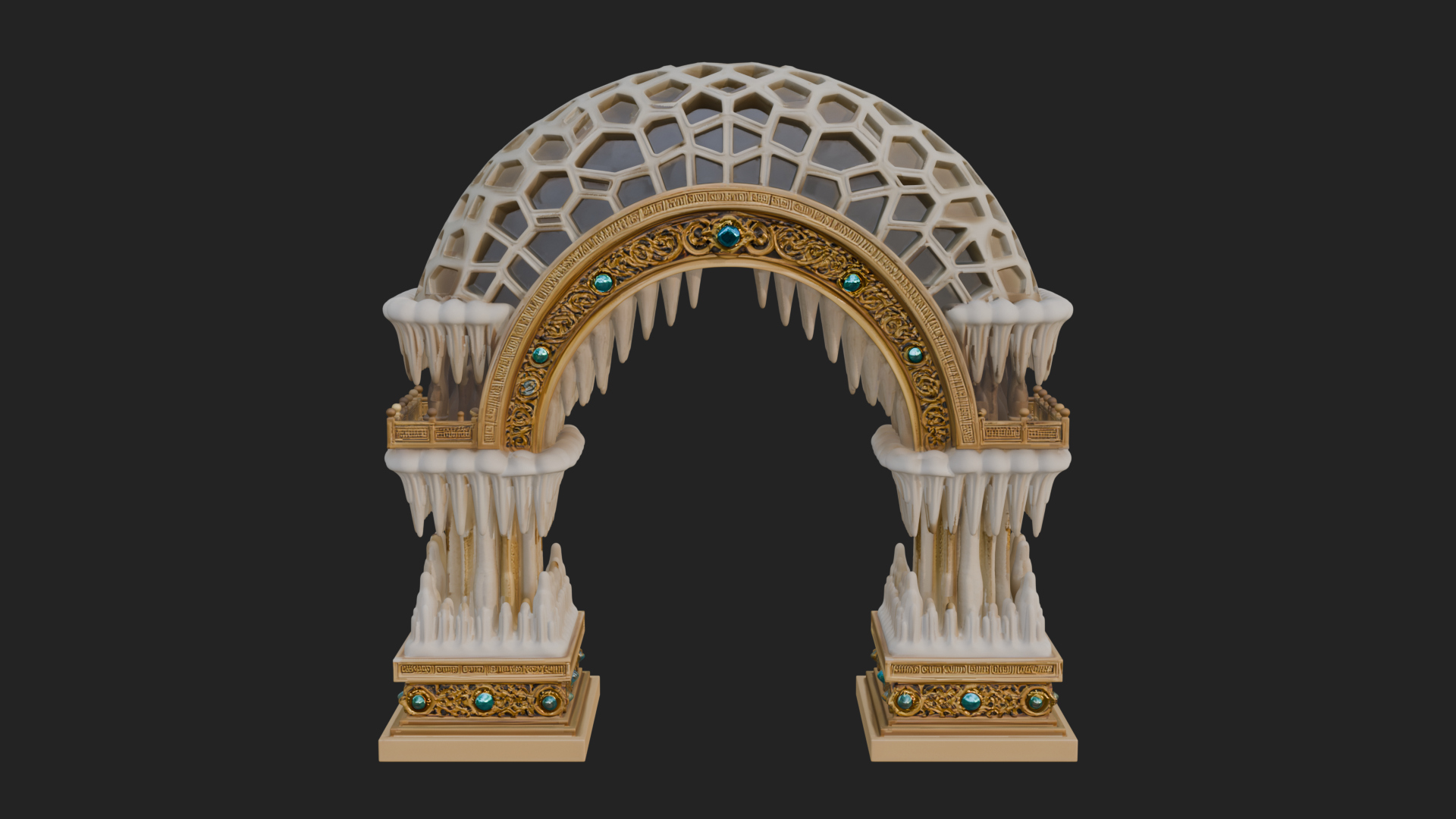 Carved Gothic Stone Arch Design 4 3D Print Model 3D Model