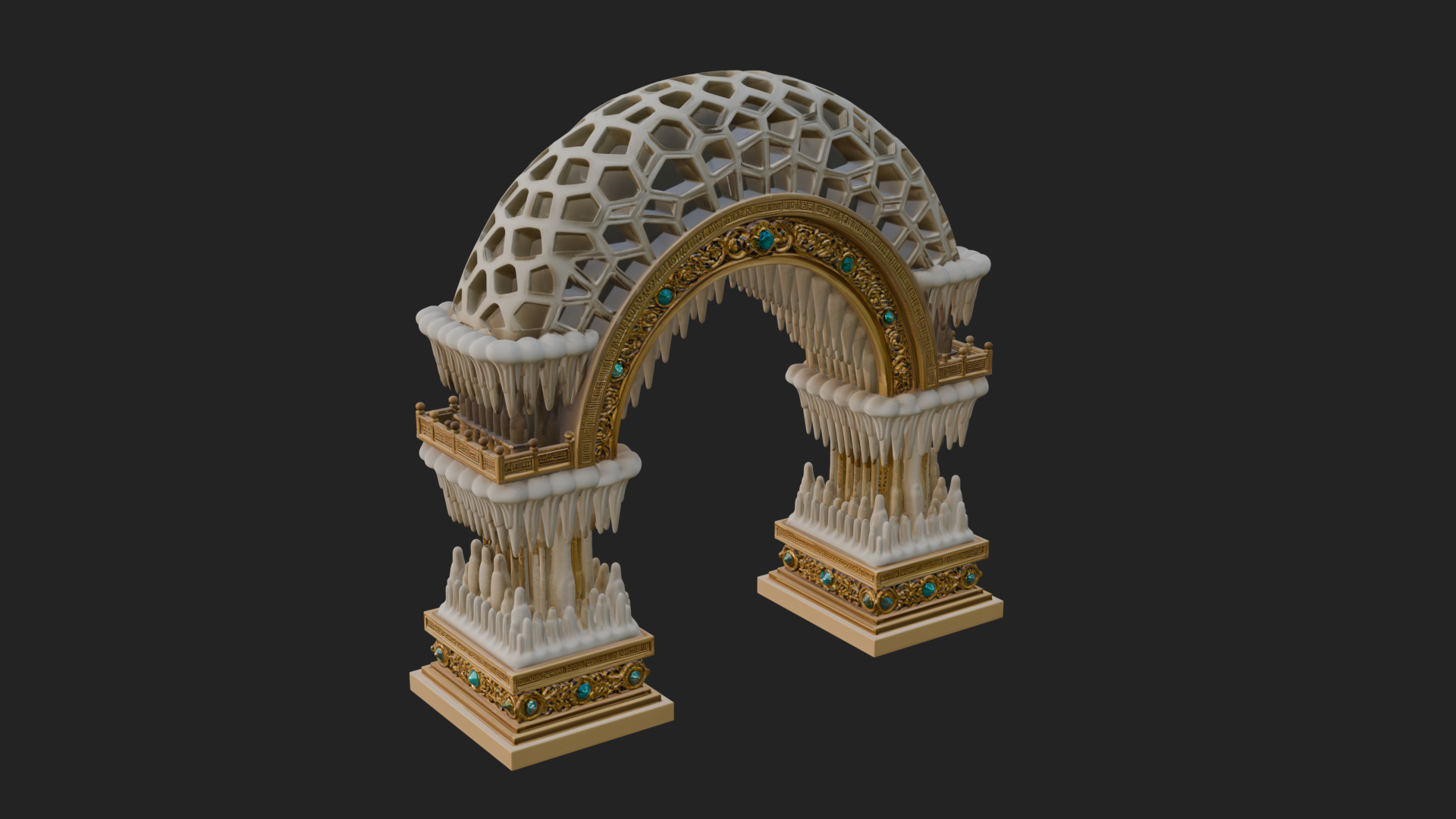 Carved Gothic Stone Arch Design 4 3D Print Model 3D Model