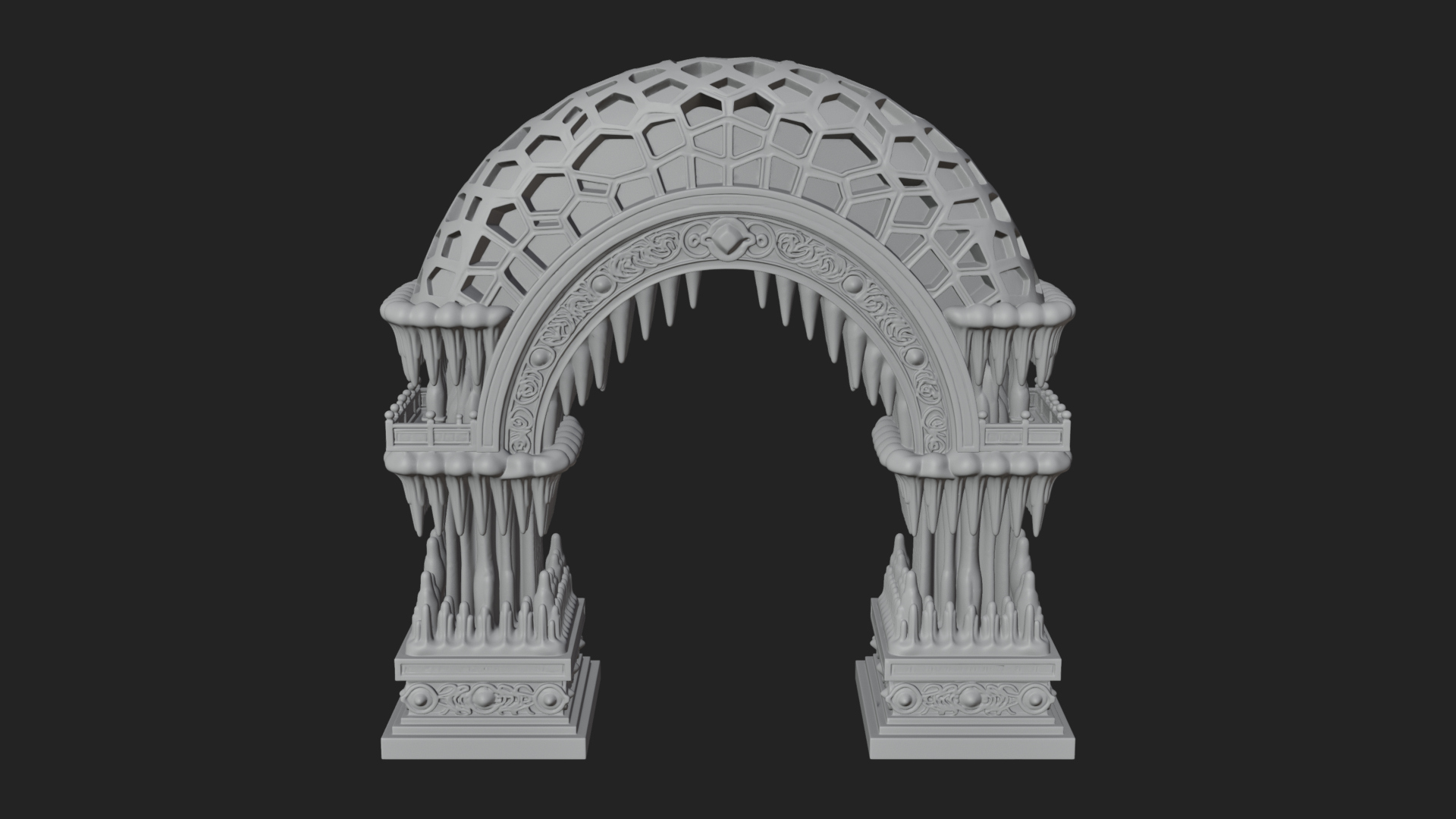 Carved Gothic Stone Arch Design 4 3D Print Model 3D Model