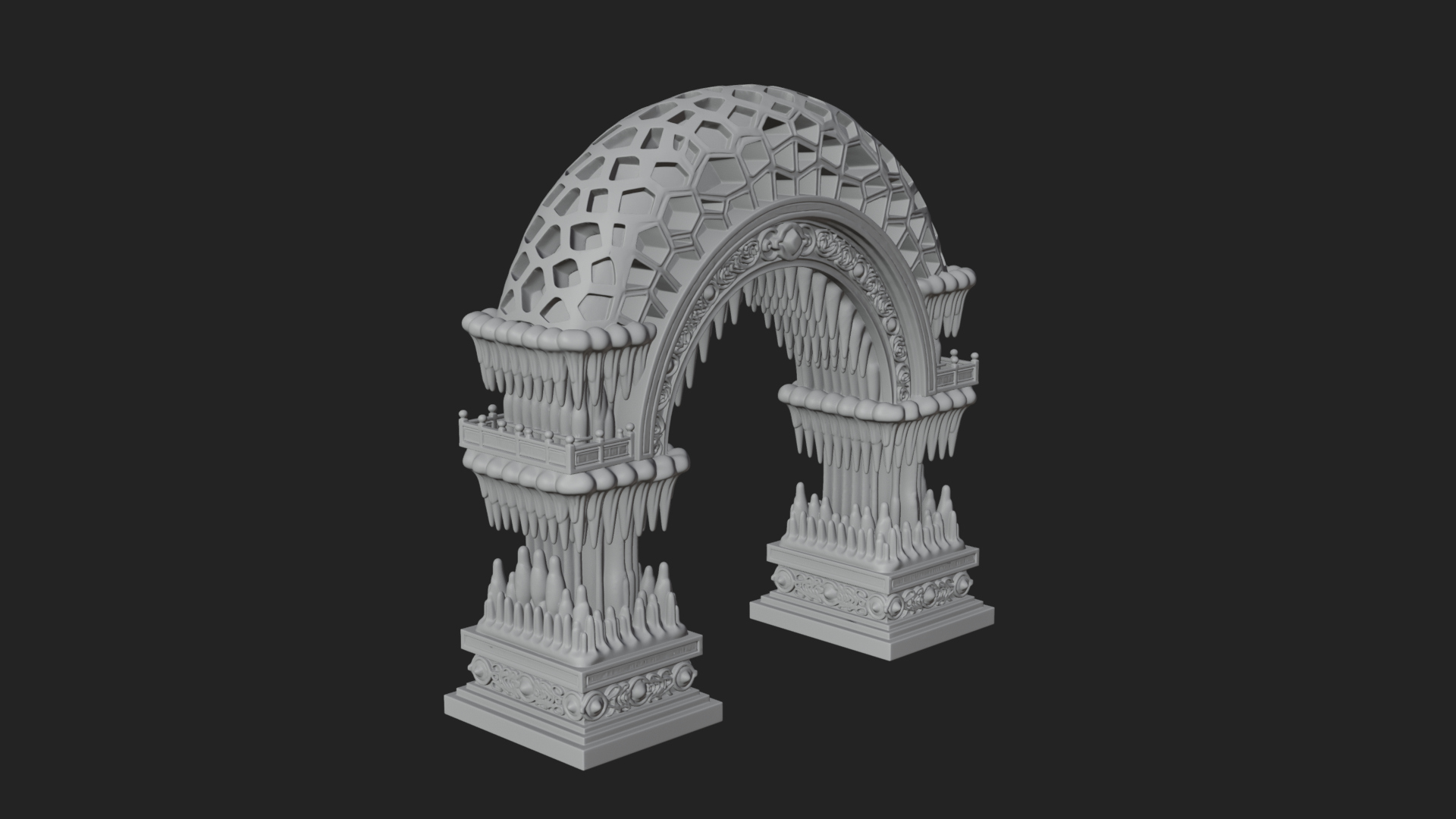 Carved Gothic Stone Arch Design 4 3D Print Model 3D Model