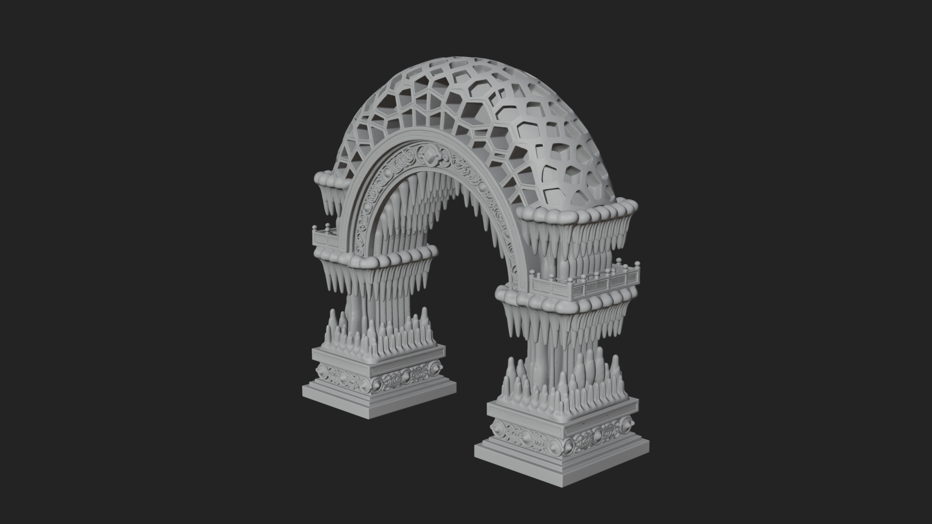 Carved Gothic Stone Arch Design 4 3D Print Model 3D Model