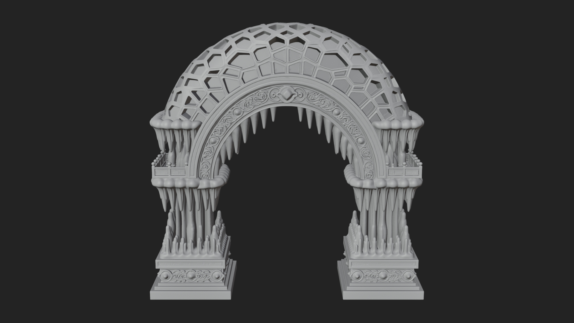 Carved Gothic Stone Arch Design 4 3D Print Model 3D Model