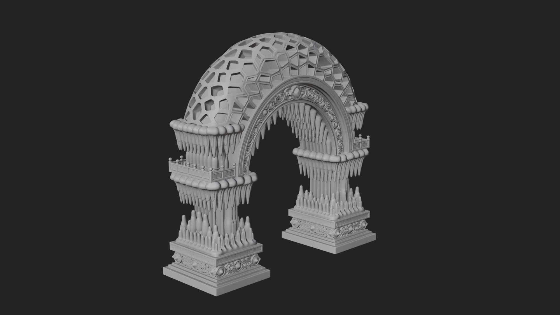 Carved Gothic Stone Arch Design 4 3D Print Model 3D Model