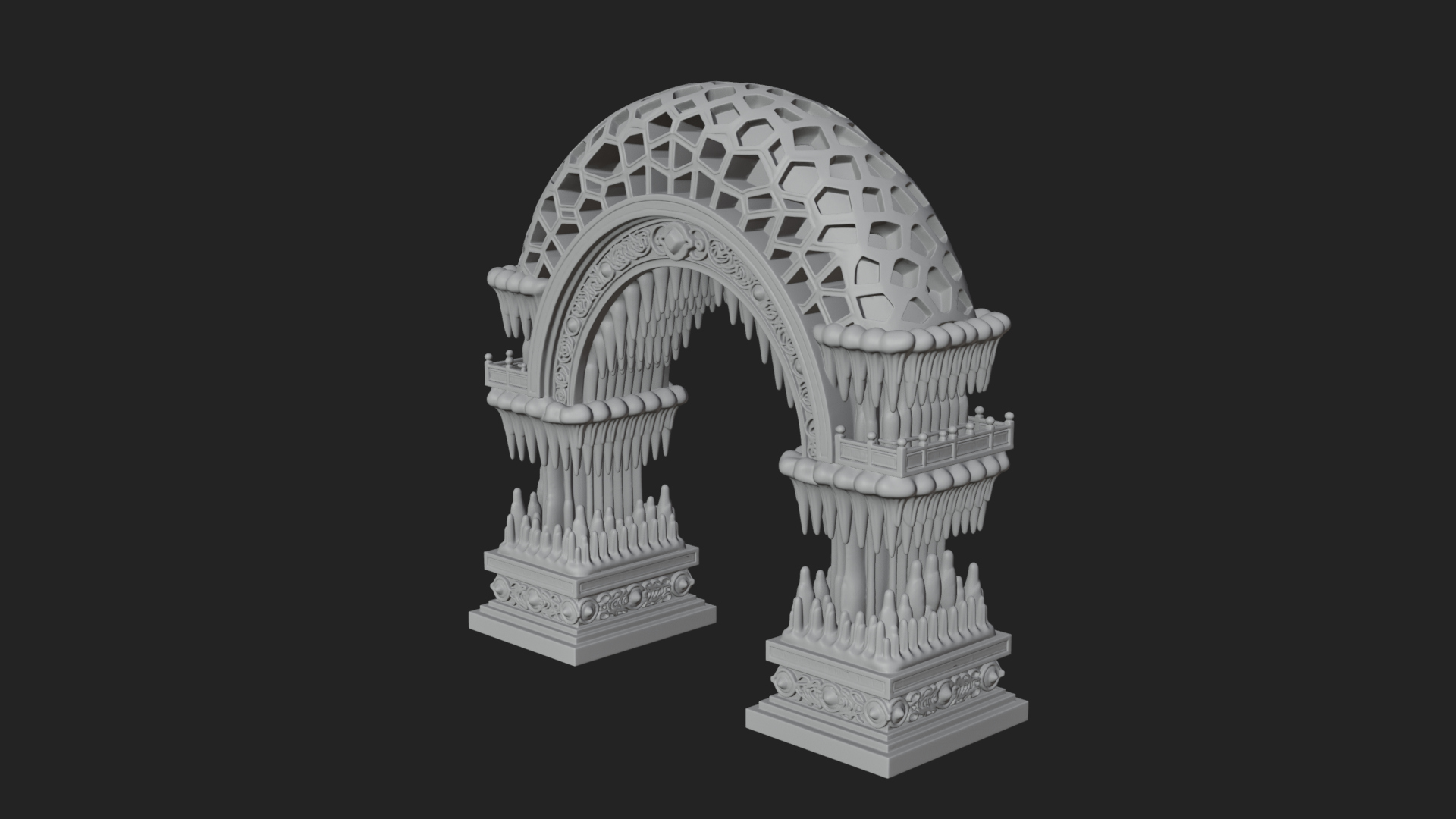 Carved Gothic Stone Arch Design 4 3D Print Model 3D Model
