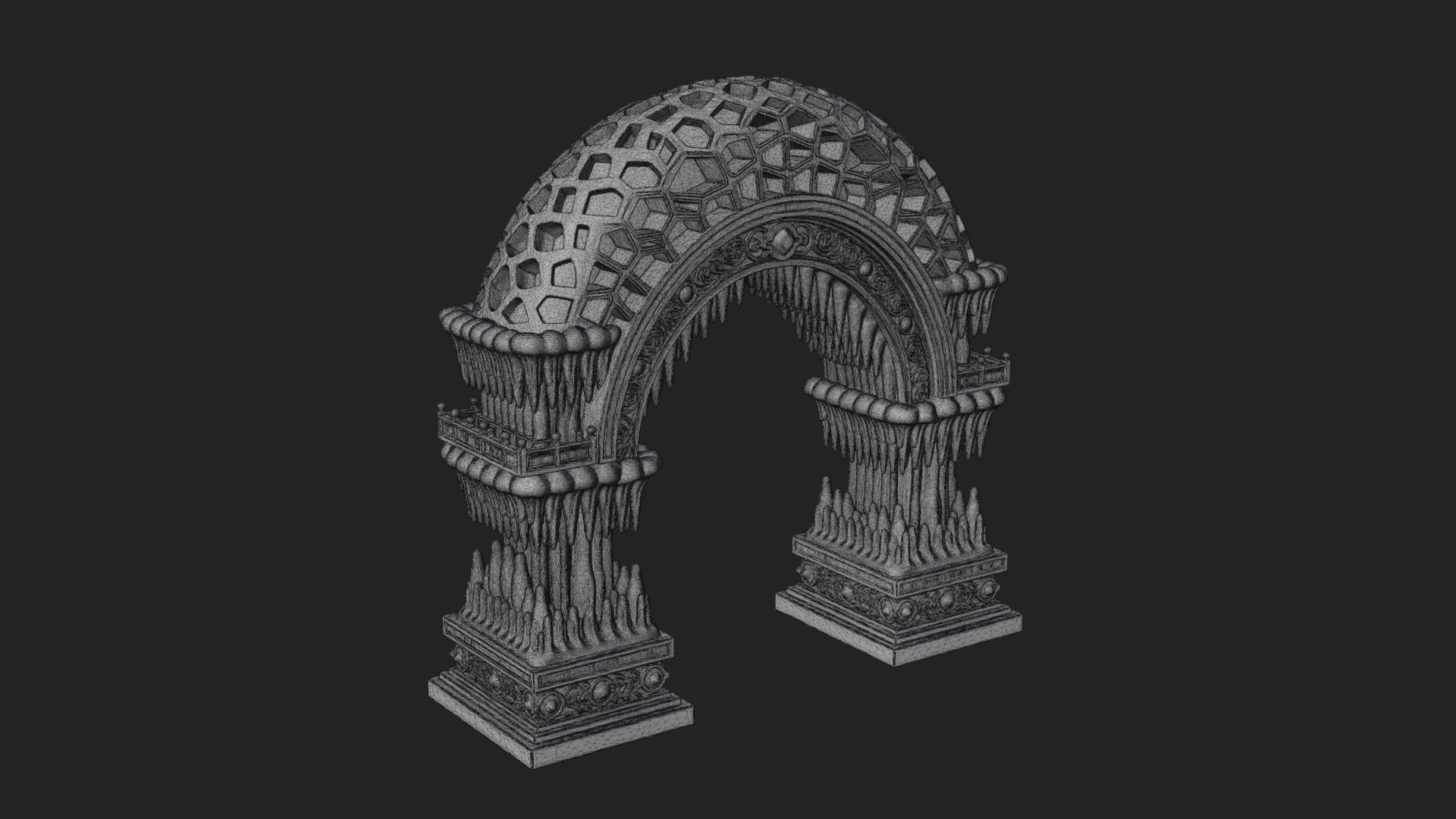 Carved Gothic Stone Arch Design 4 3D Print Model 3D Model