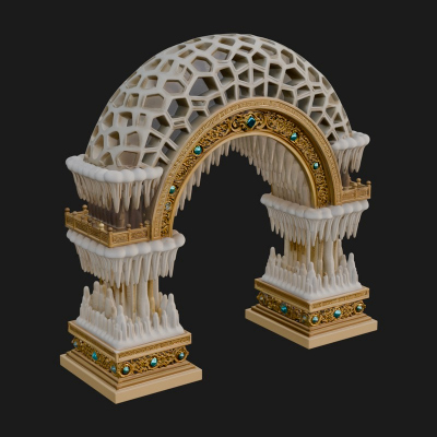 Carved Gothic Stone Arch Design 4 3D Print Model