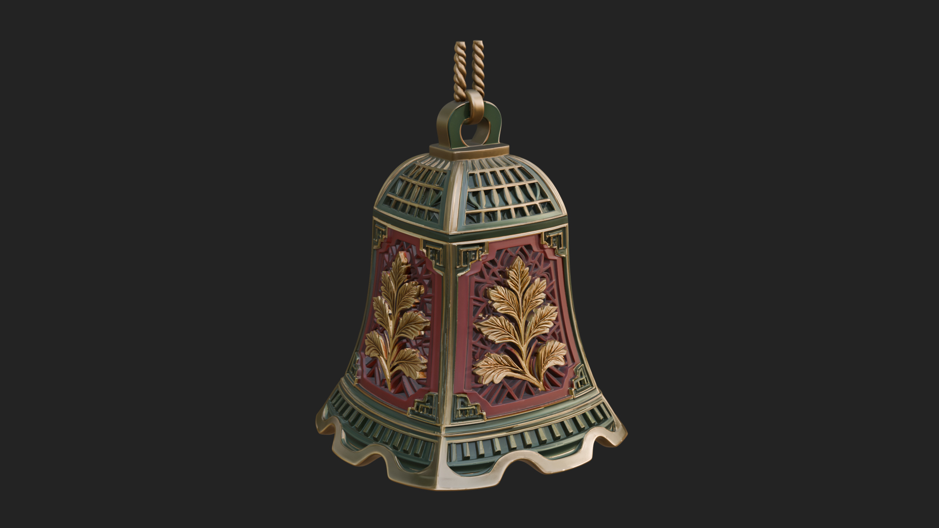 Carved Hanging Bell Ornament Design 1 3D Print Model 3D Model