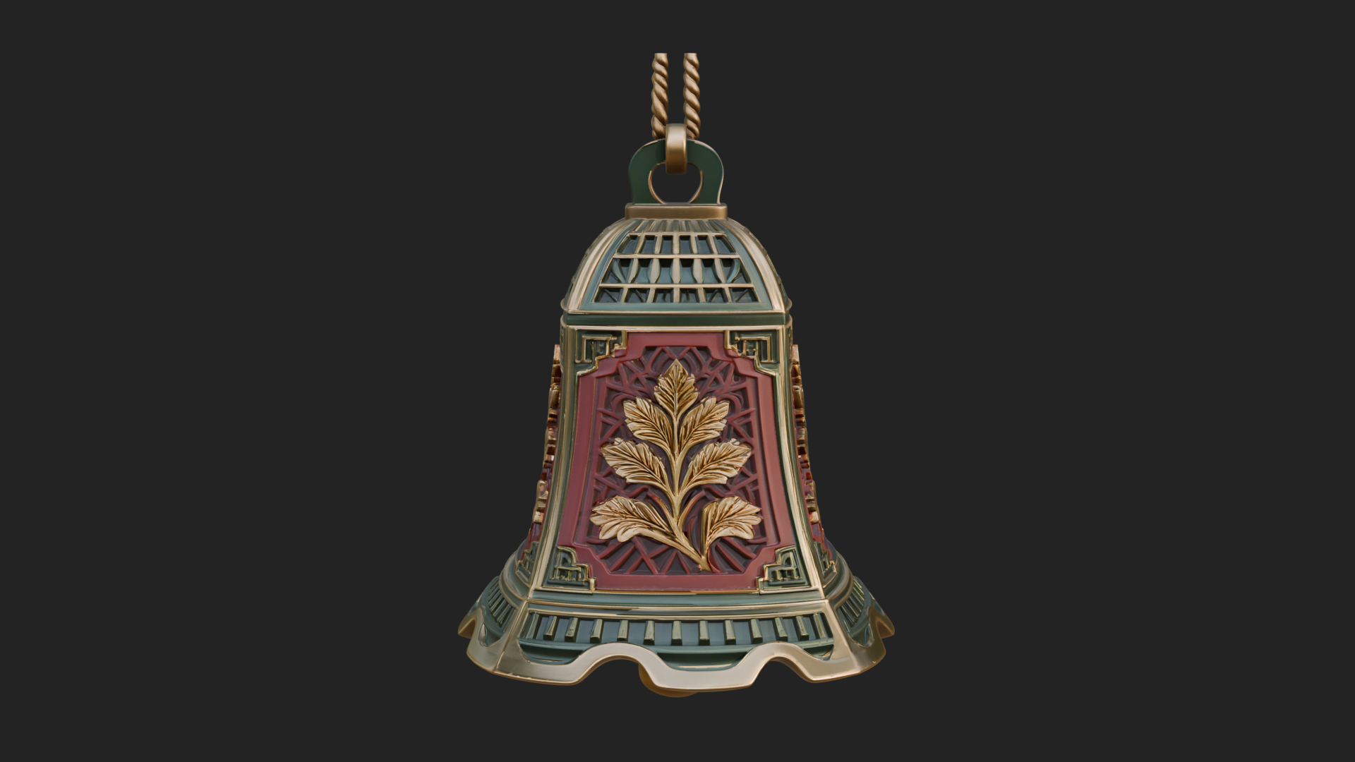 Carved Hanging Bell Ornament Design 1 3D Print Model 3D Model