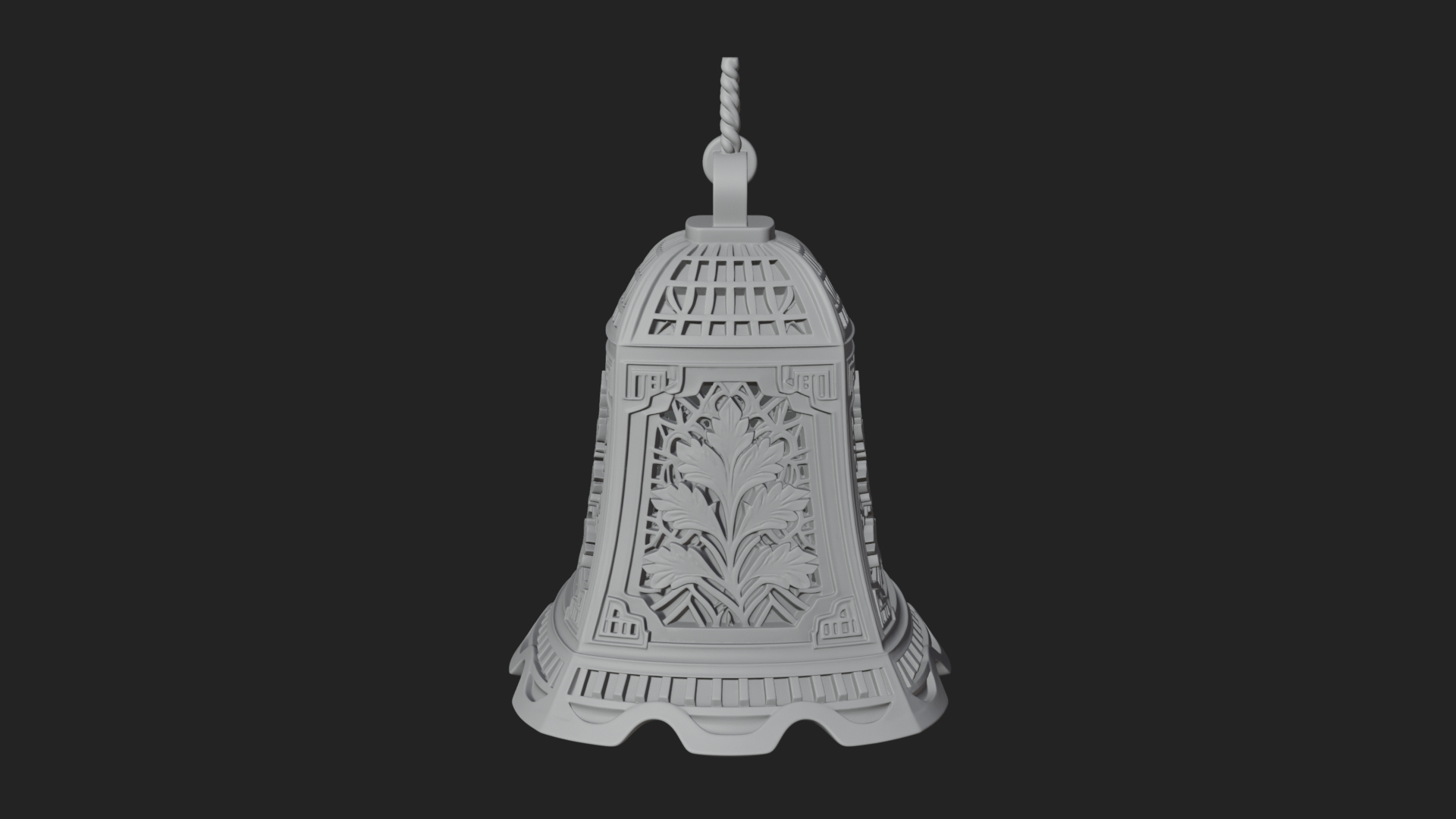 Carved Hanging Bell Ornament Design 1 3D Print Model 3D Model