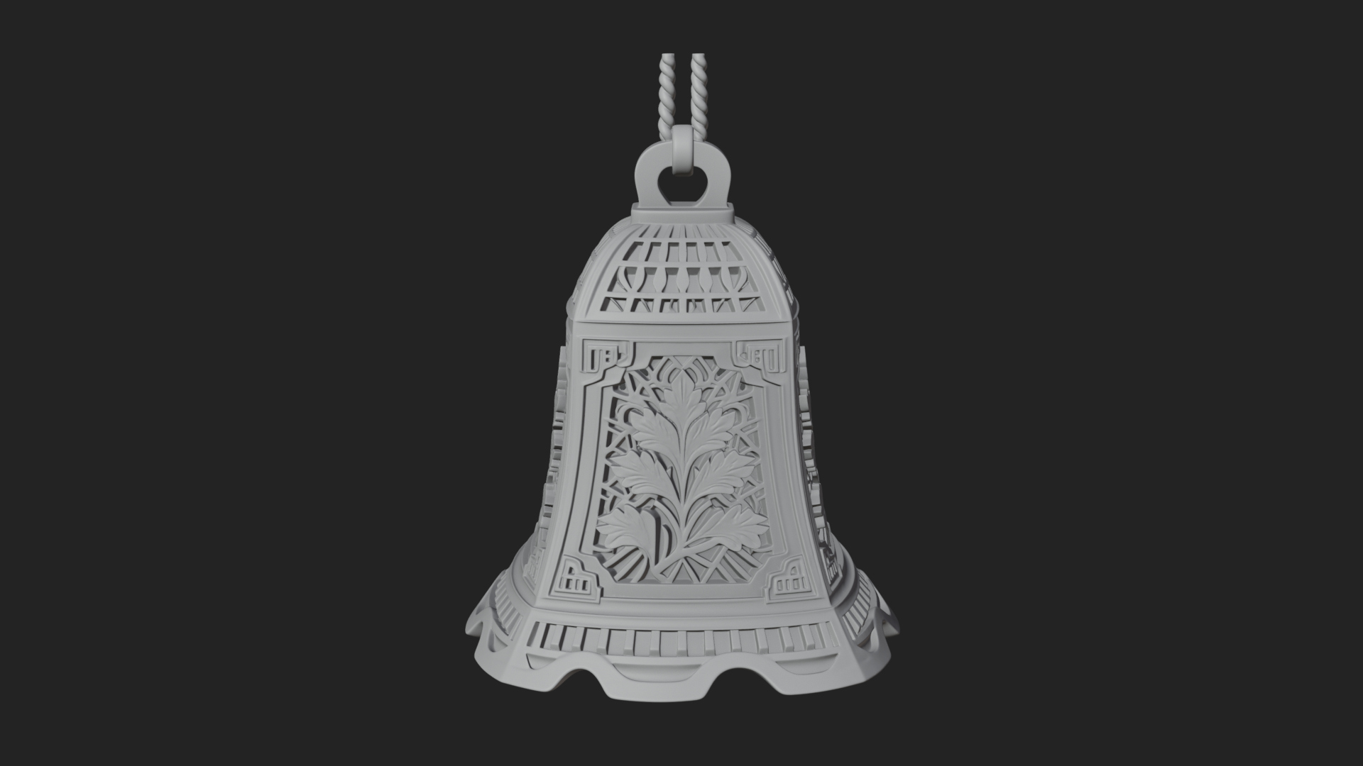 Carved Hanging Bell Ornament Design 1 3D Print Model 3D Model