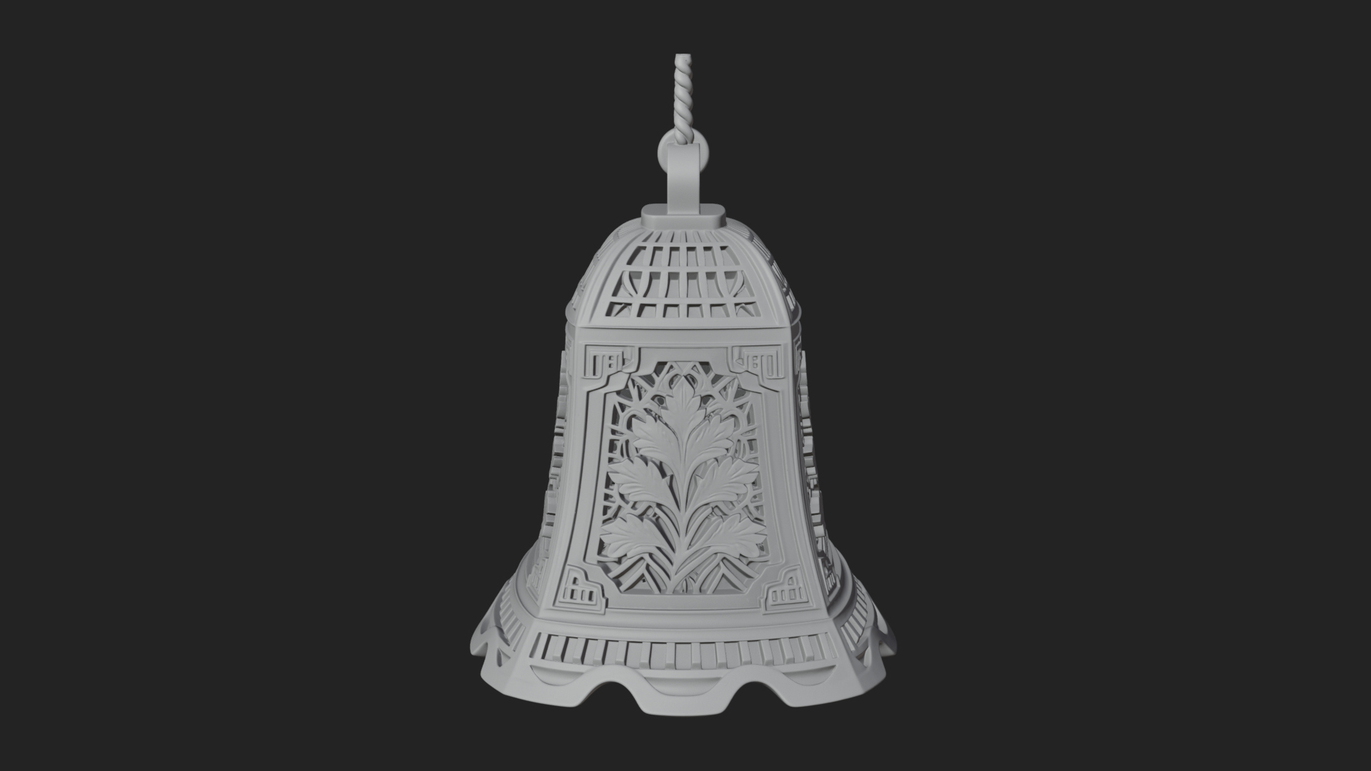 Carved Hanging Bell Ornament Design 1 3D Print Model 3D Model