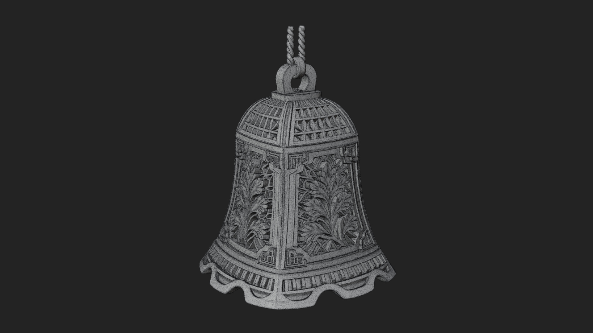 Carved Hanging Bell Ornament Design 1 3D Print Model 3D Model