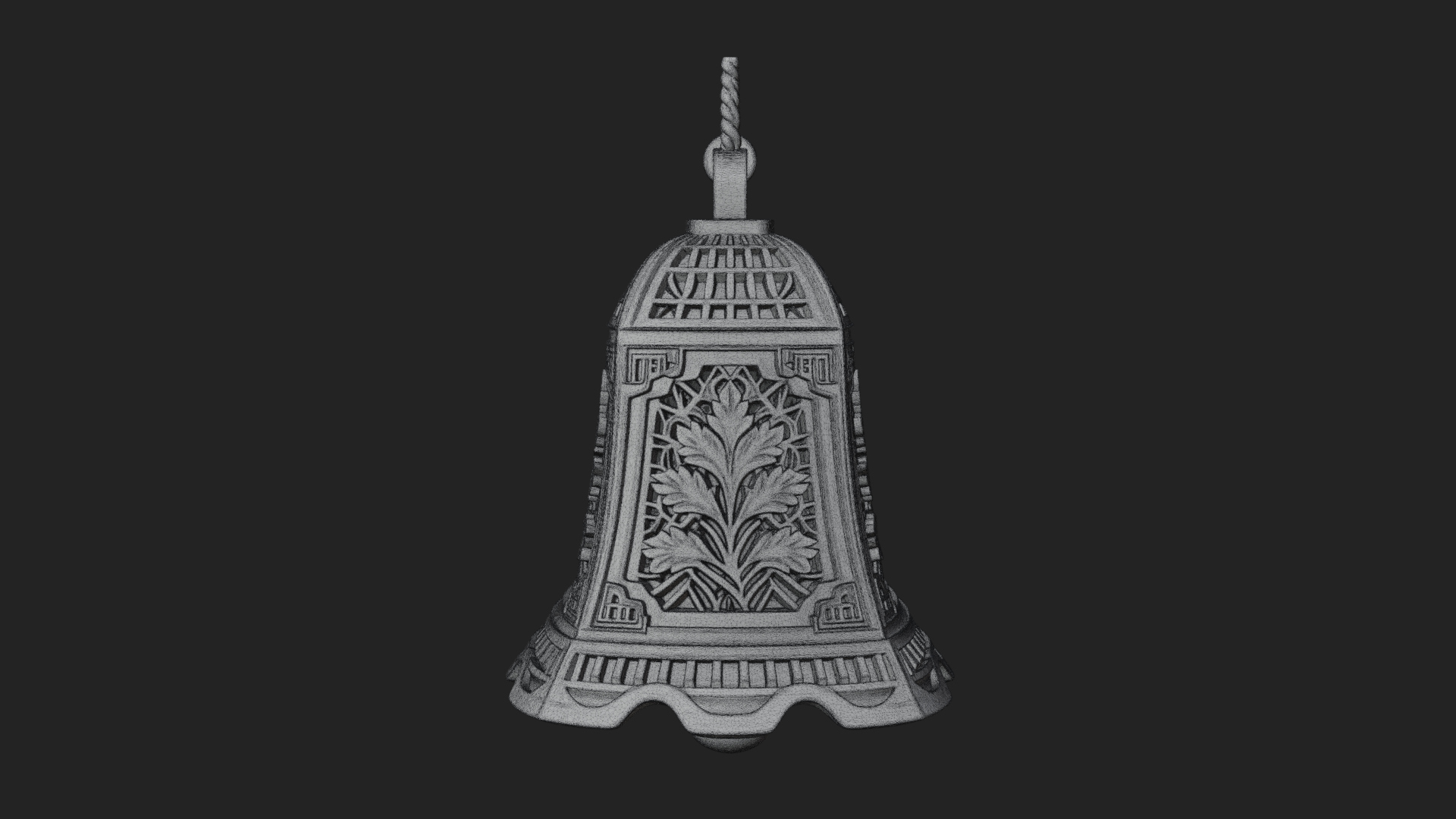 Carved Hanging Bell Ornament Design 1 3D Print Model 3D Model