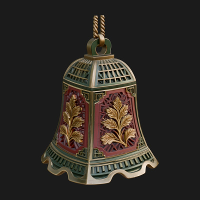 Carved Hanging Bell Ornament Design 1 3D Print Model