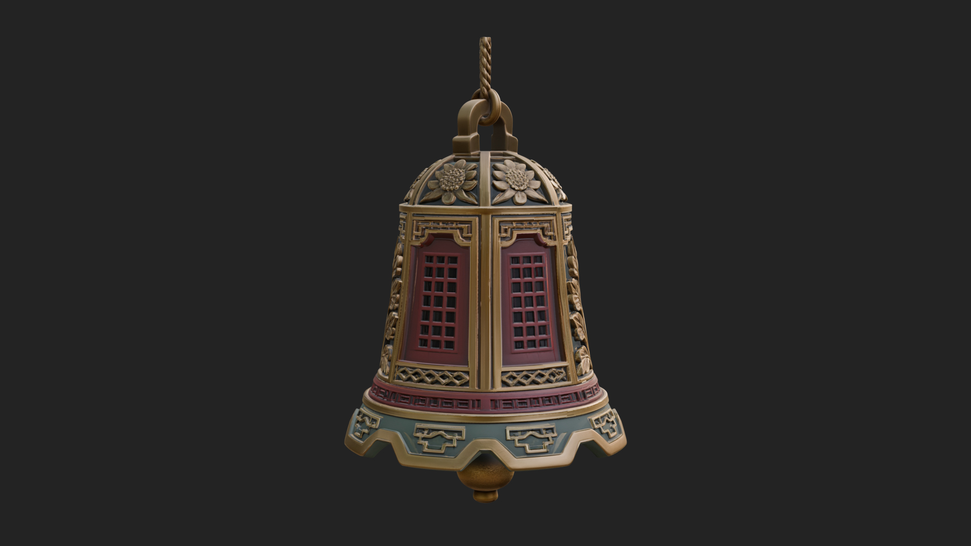 Carved Hanging Bell Ornament Design 2 3D Print Model 3D Model
