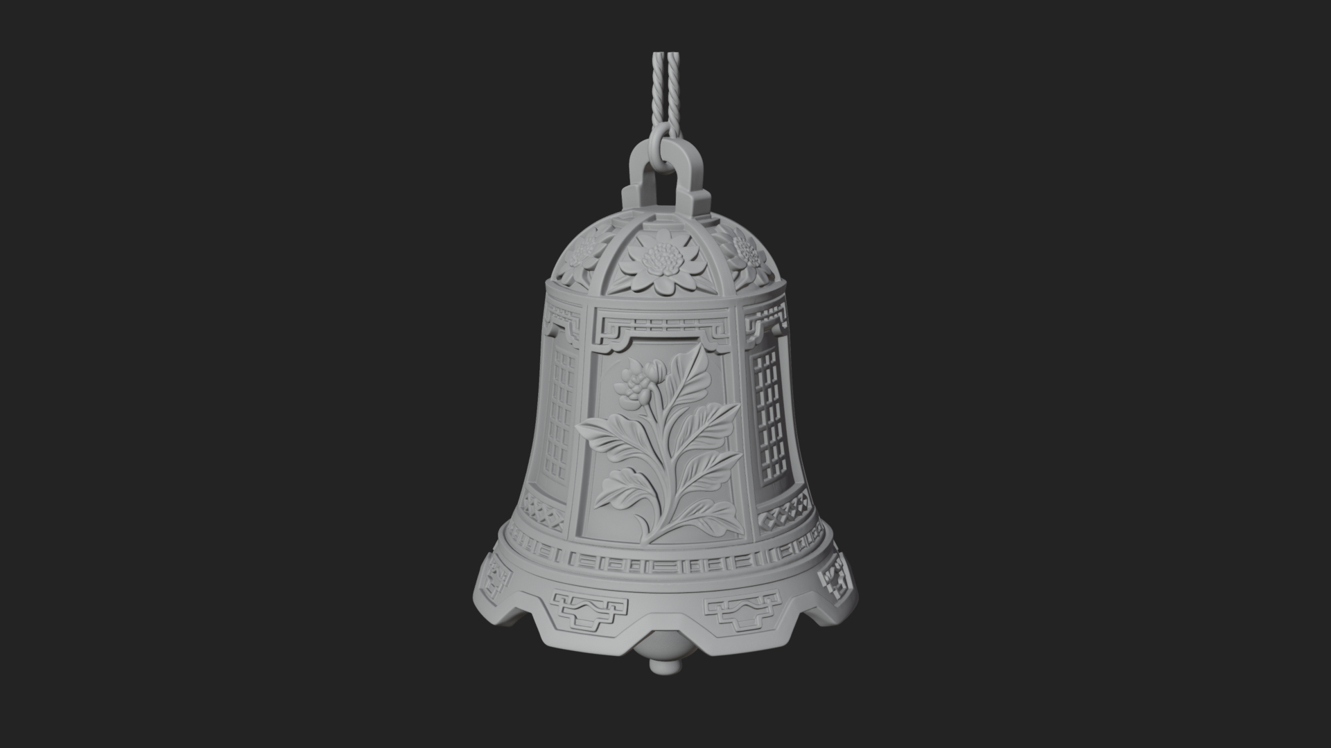 Carved Hanging Bell Ornament Design 2 3D Print Model 3D Model