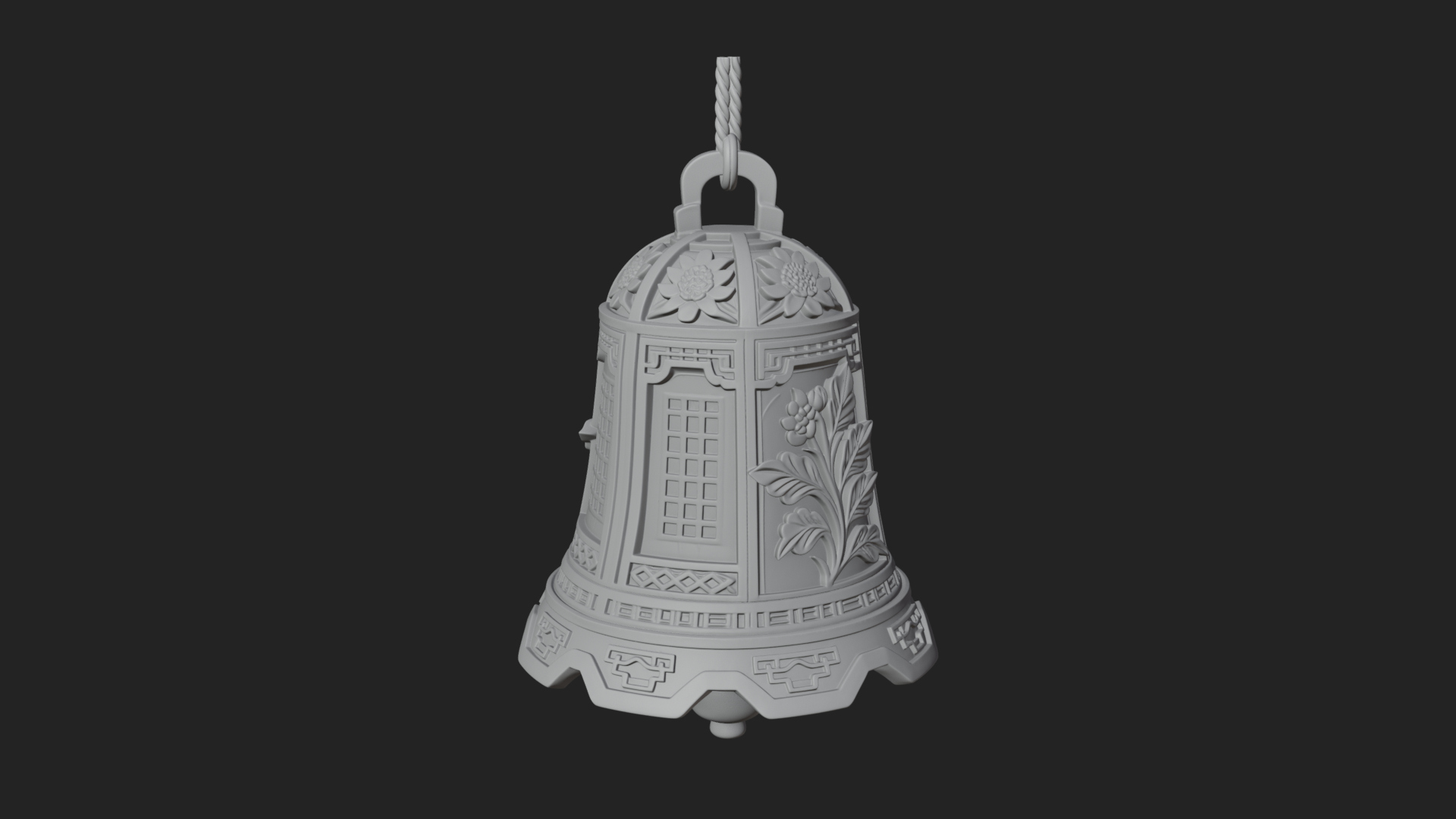 Carved Hanging Bell Ornament Design 2 3D Print Model 3D Model