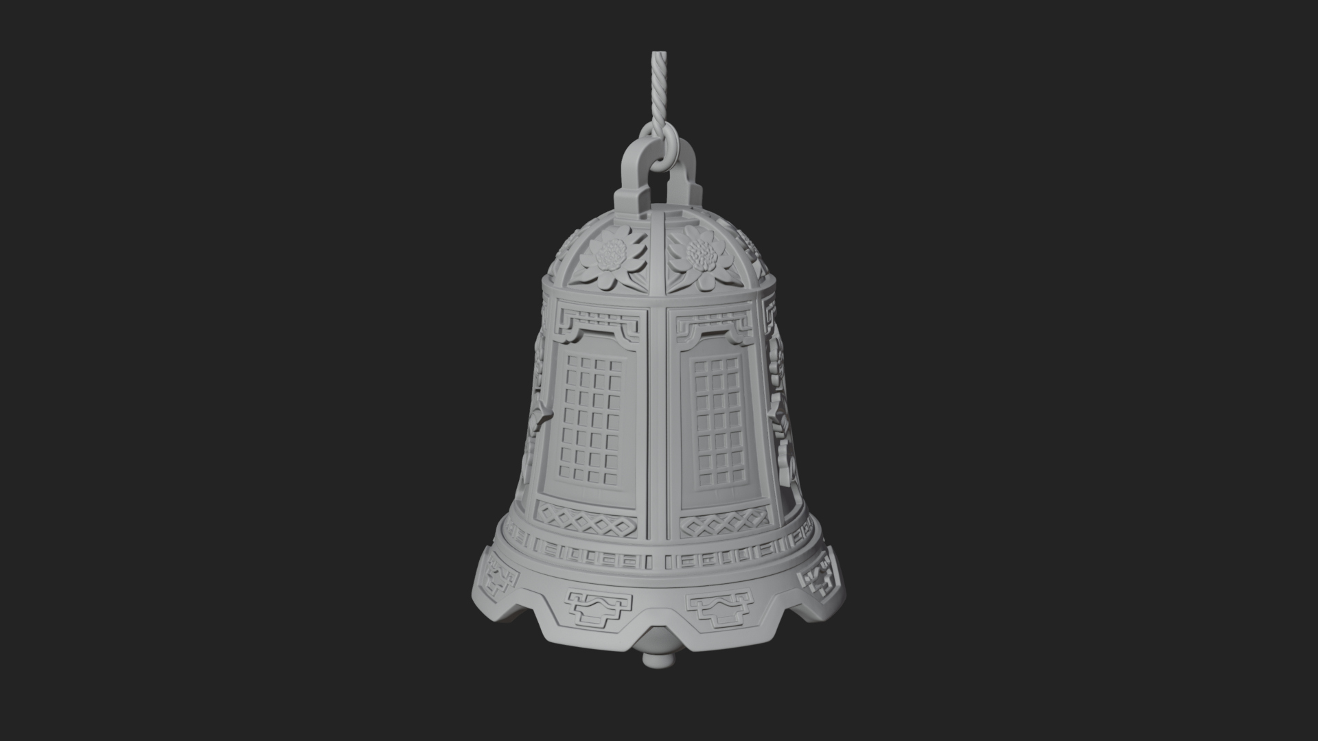 Carved Hanging Bell Ornament Design 2 3D Print Model 3D Model