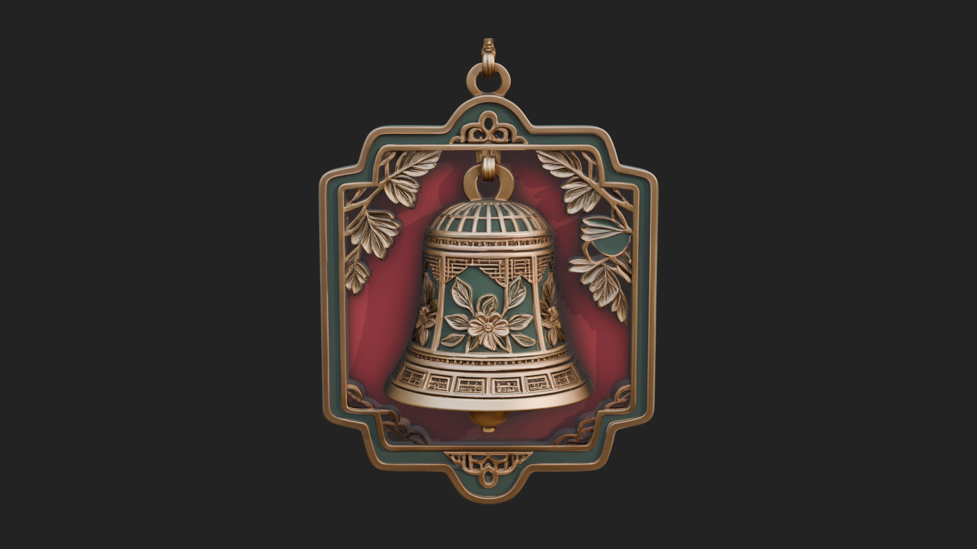 Carved Hanging Bell Ornament Design 3 3D Print Model 3D Model