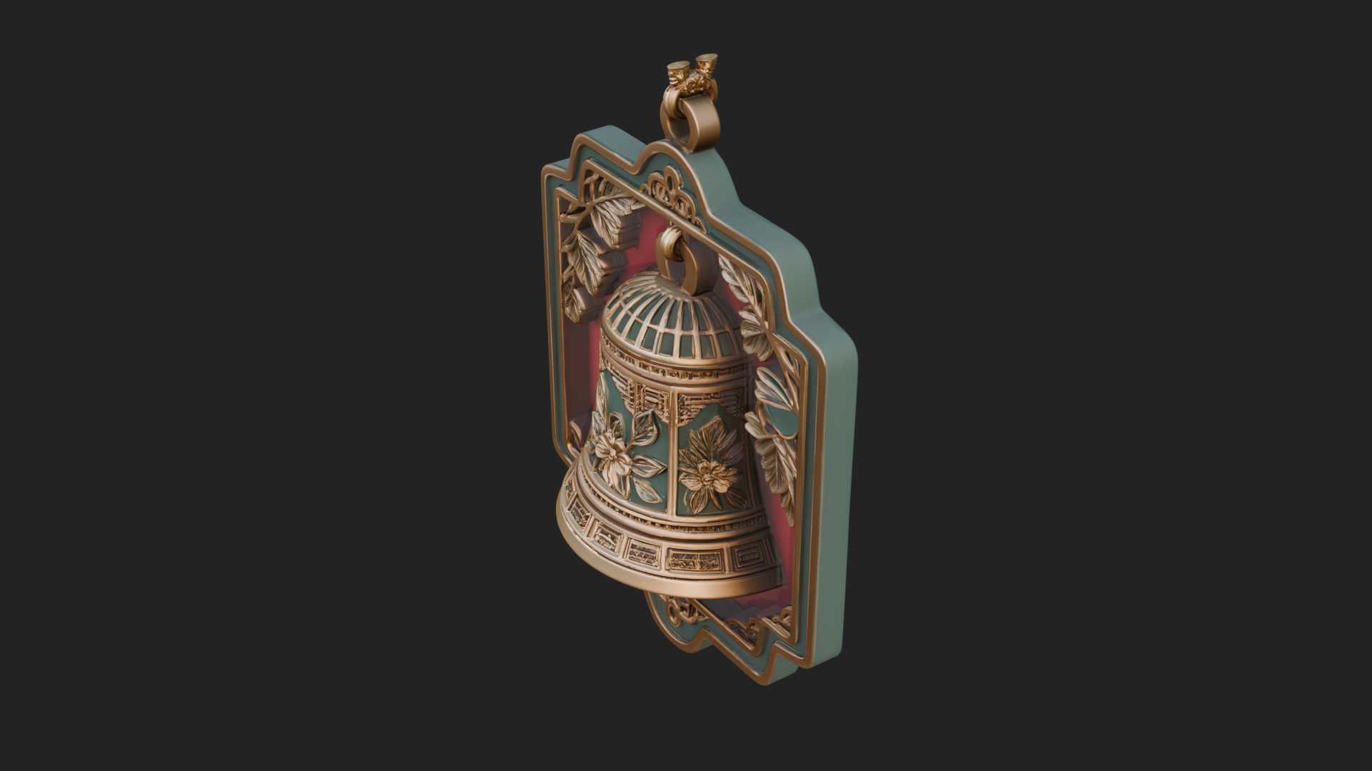 Carved Hanging Bell Ornament Design 3 3D Print Model 3D Model