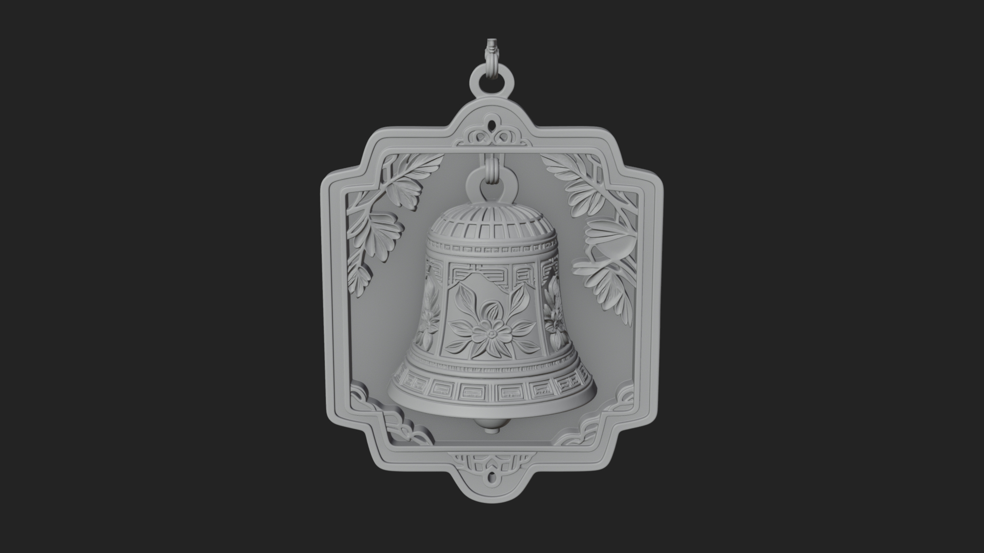 Carved Hanging Bell Ornament Design 3 3D Print Model 3D Model