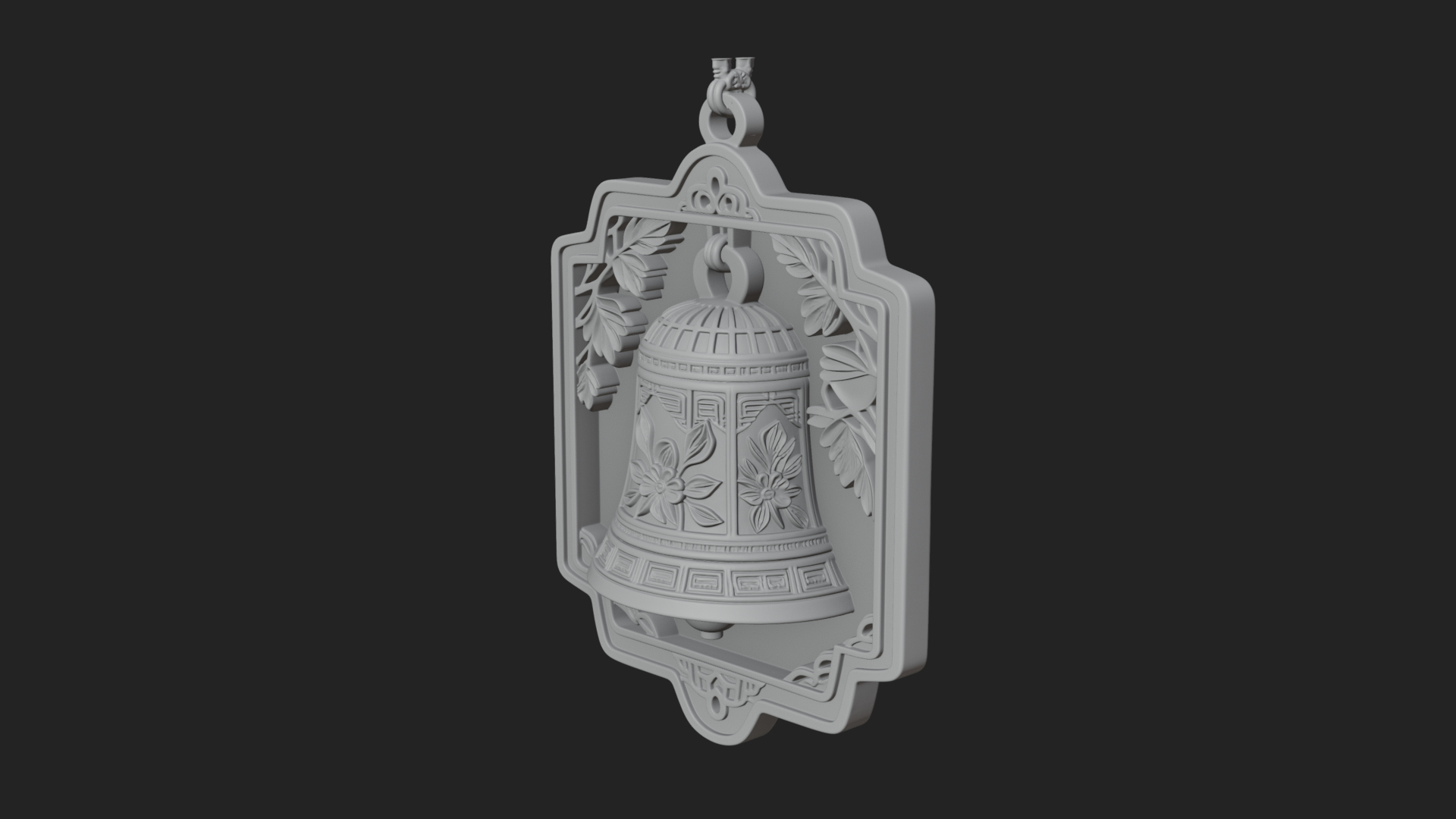 Carved Hanging Bell Ornament Design 3 3D Print Model 3D Model