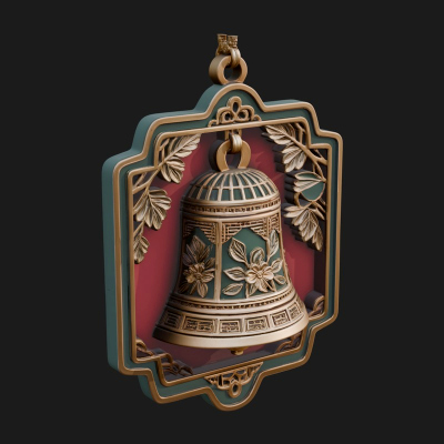 Carved Hanging Bell Ornament Design 3 3D Print Model