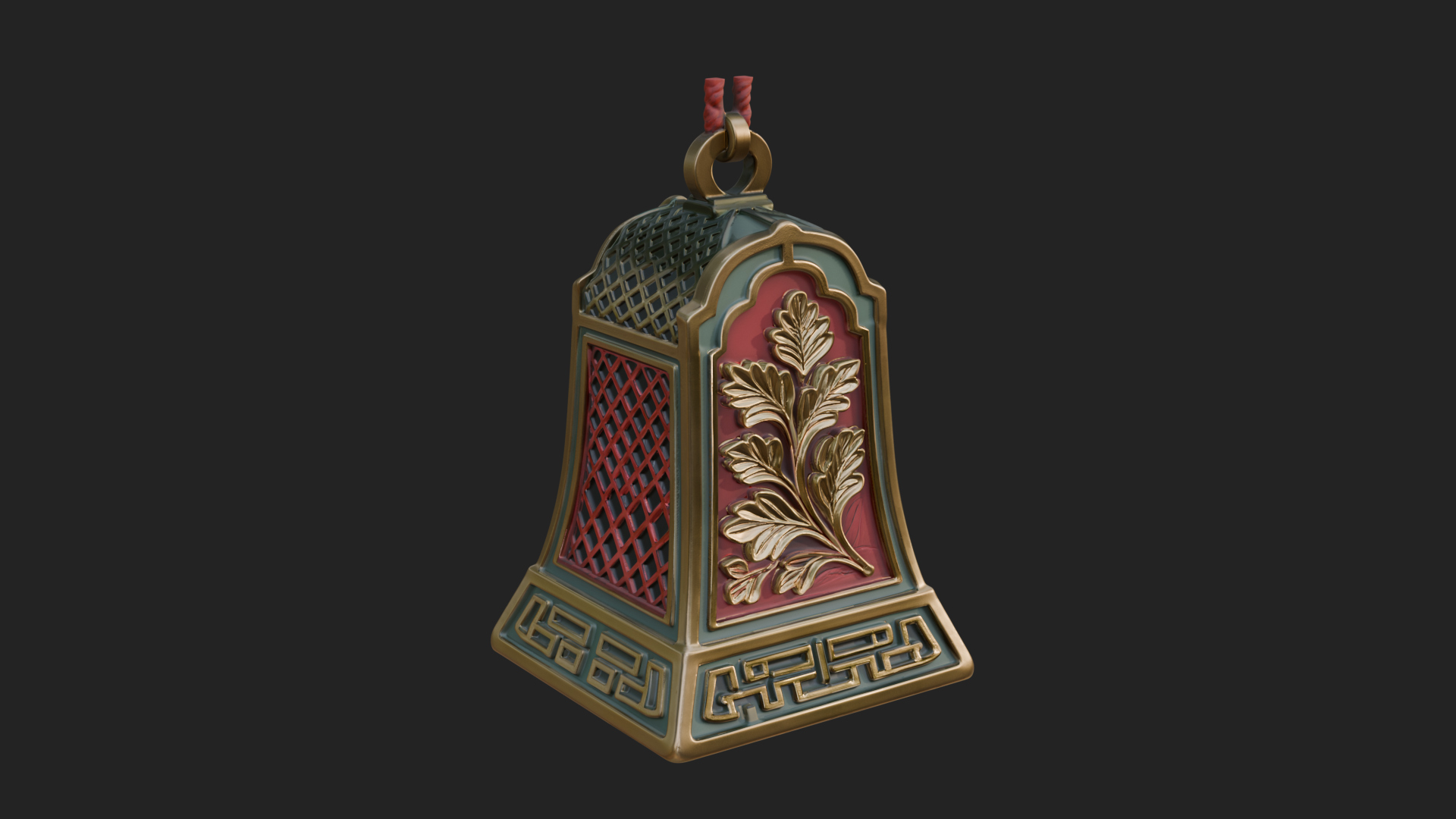 Carved Hanging Bell Ornament Design 4 3D Print Model 3D Model