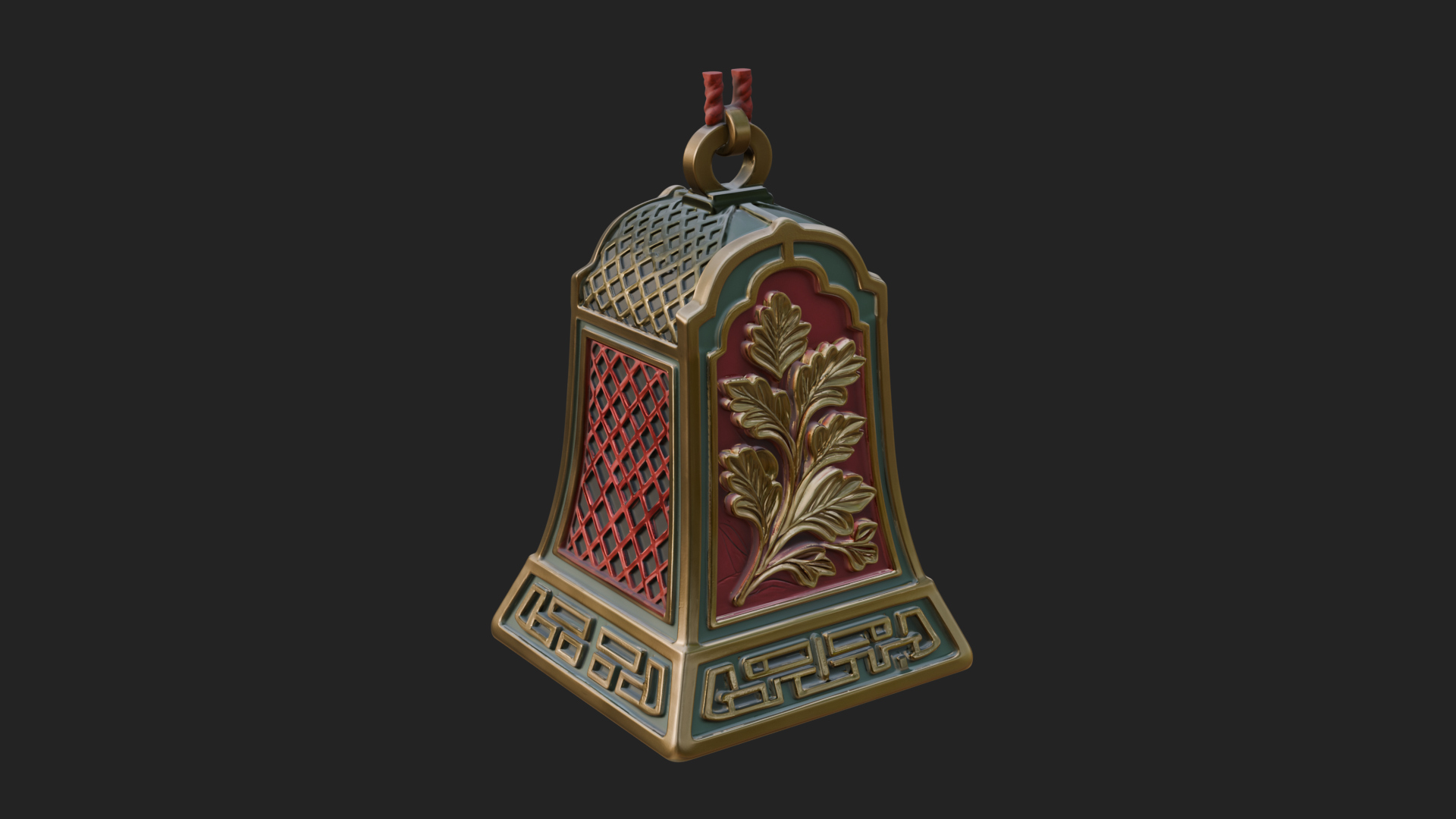 Carved Hanging Bell Ornament Design 4 3D Print Model 3D Model