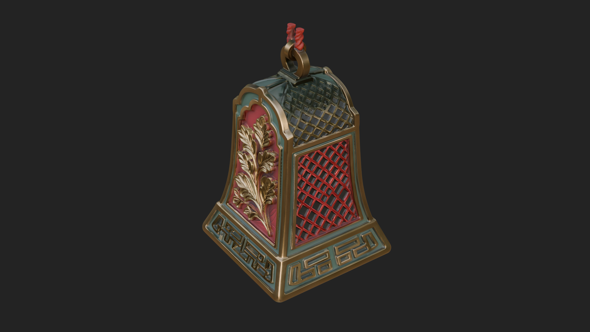 Carved Hanging Bell Ornament Design 4 3D Print Model 3D Model
