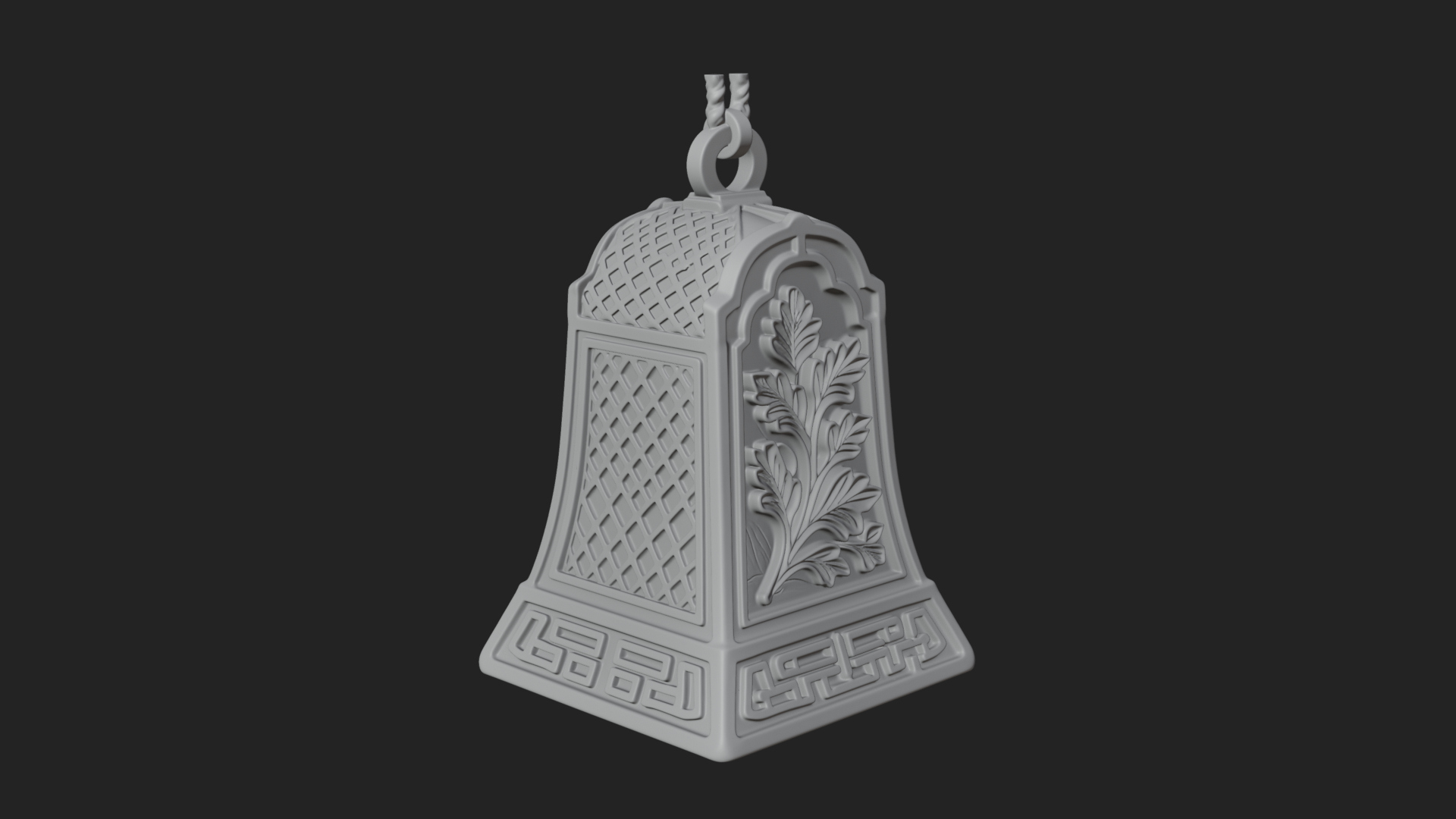 Carved Hanging Bell Ornament Design 4 3D Print Model 3D Model