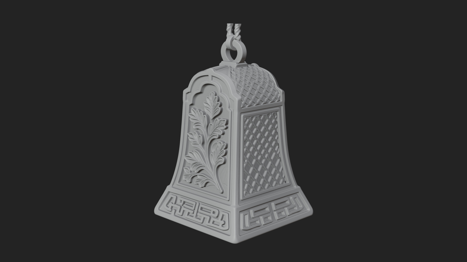 Carved Hanging Bell Ornament Design 4 3D Print Model 3D Model