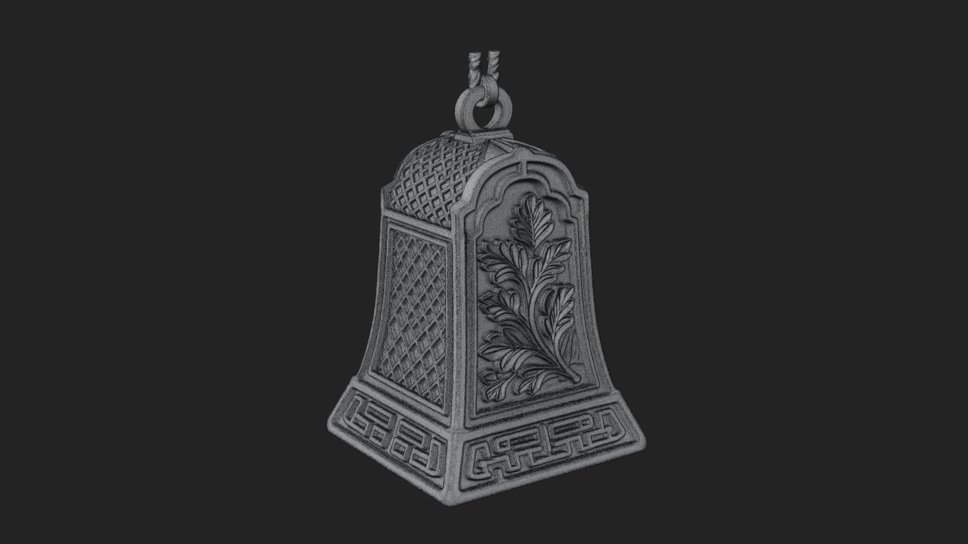 Carved Hanging Bell Ornament Design 4 3D Print Model 3D Model